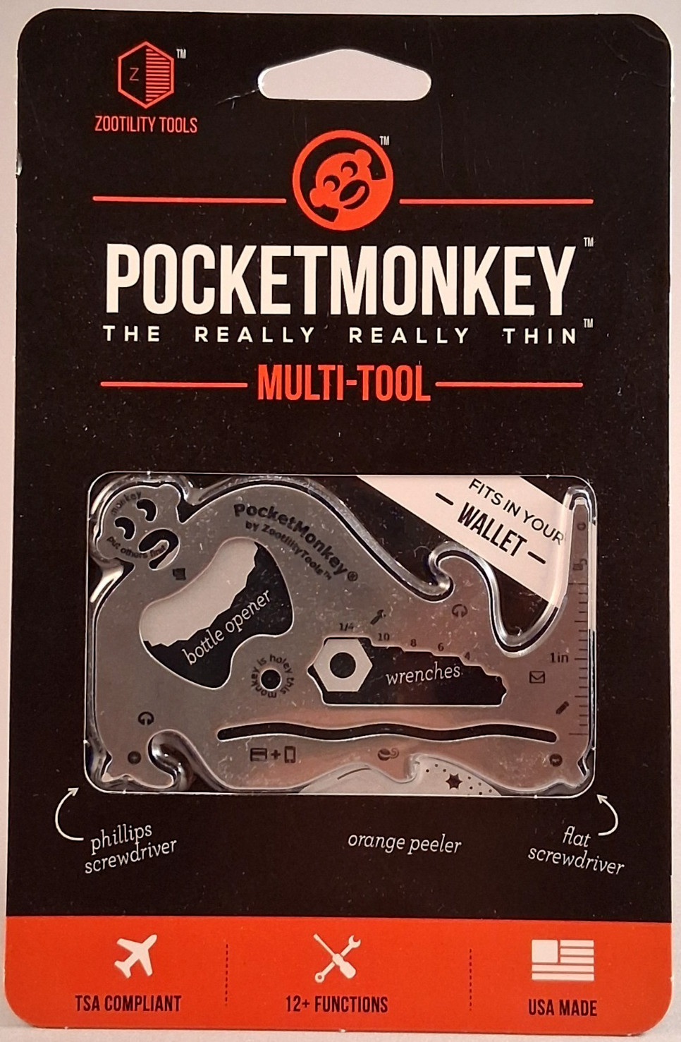 ZOOTILITY – POCKET MONKEY MULTI-TOOL 12 + FUNCTIONS ,TSA COMPLIANT (USA Made)