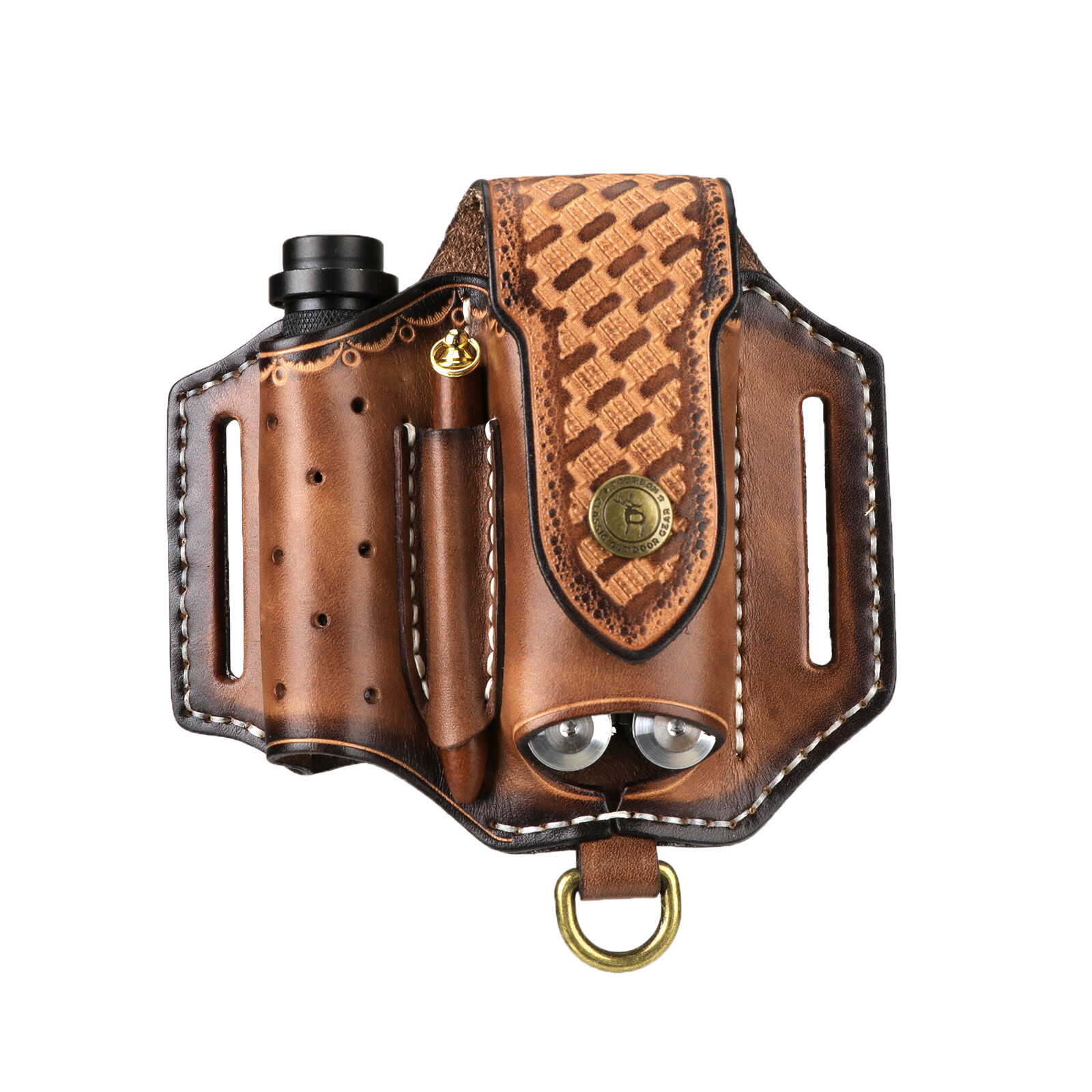 Tourbon Leather 4 in 1 Knife Sheath EDC Pliers Belt Holder Pouch Tools Holster