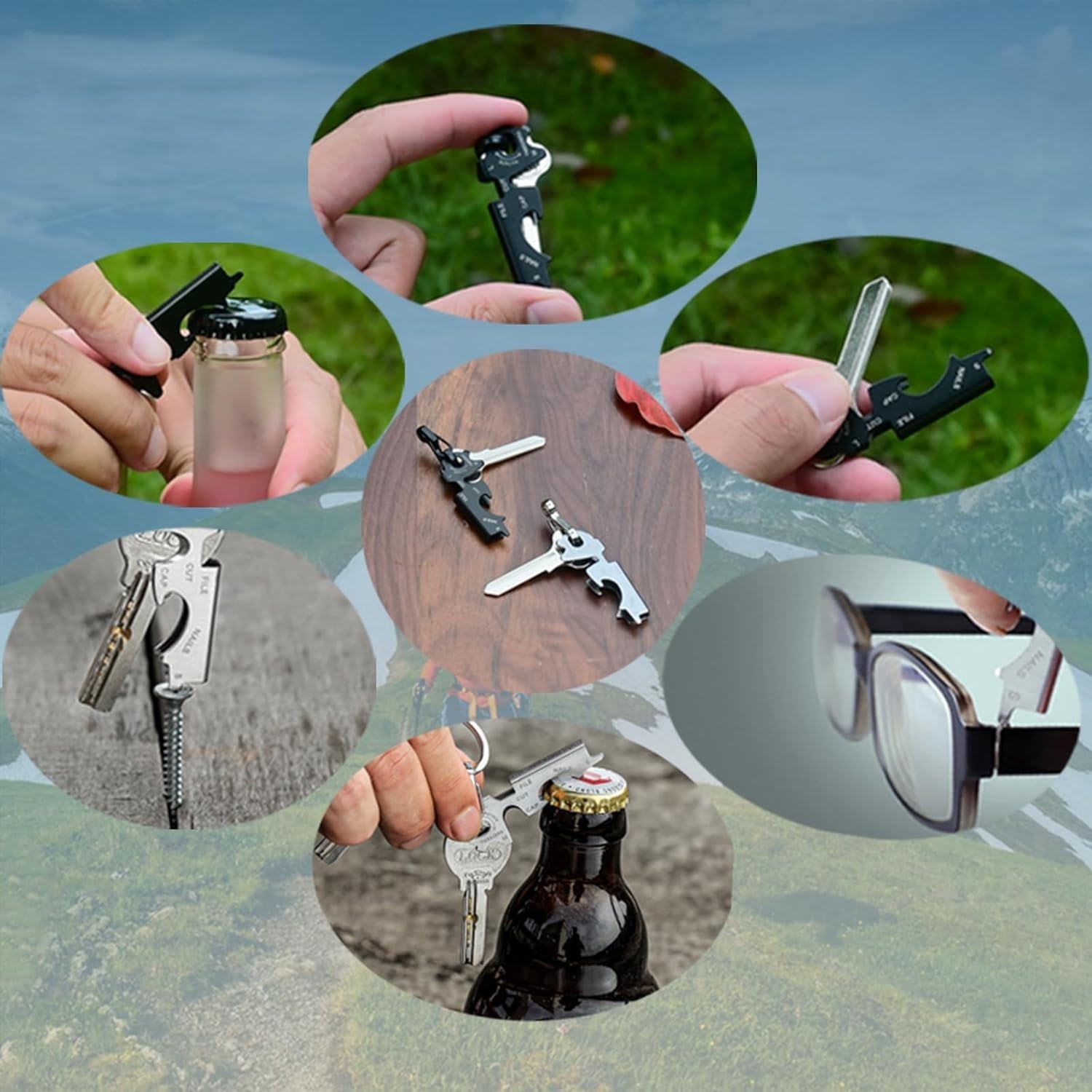 Heavy Duty Keychain with Carabiner Clip Multitool Bottle Opener Screwdriver
