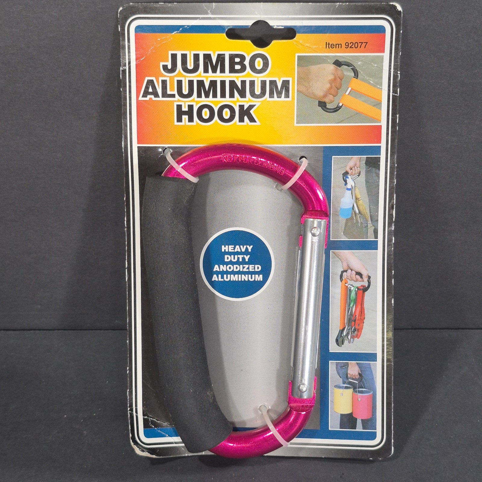 Jumbo Aluminum Hook: Heavy Duty Anodized Aluminum Jumbo Multi Use Hook, Pink