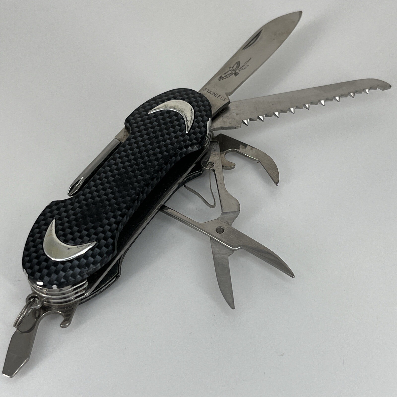 Appalachian Trail Gray Carbon Fiber Pattern Swiss Knife Multi Tool -10 Tools
