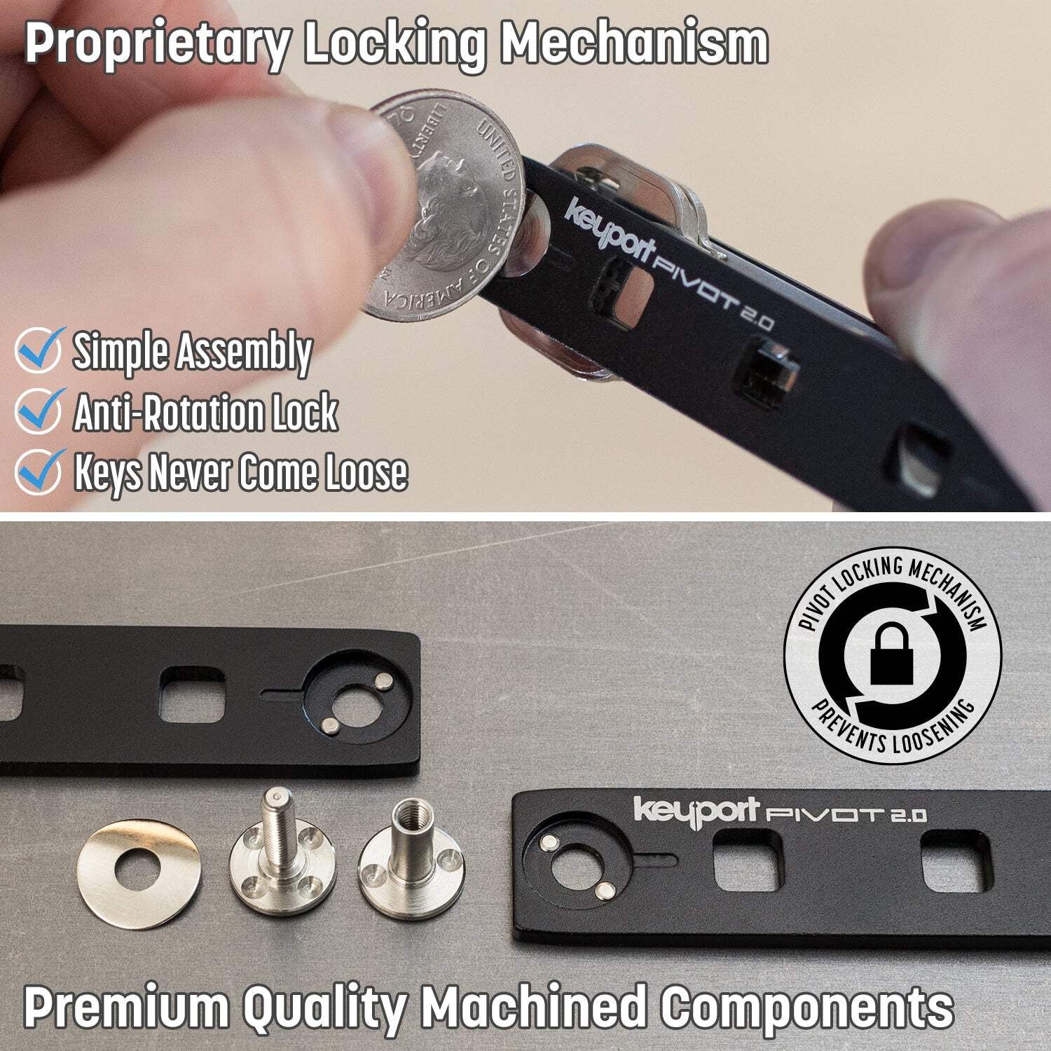 Keyport Pivot 2.0 – Aluminum Premium Key Organizer Keychain EDC Multi-Tool