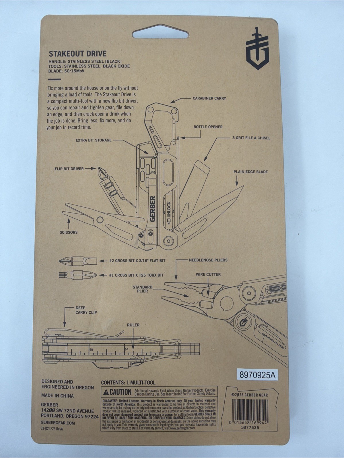 Gerber Stakeout Drive Multi-Tool #1077538 -Black- (BRAND NEW)