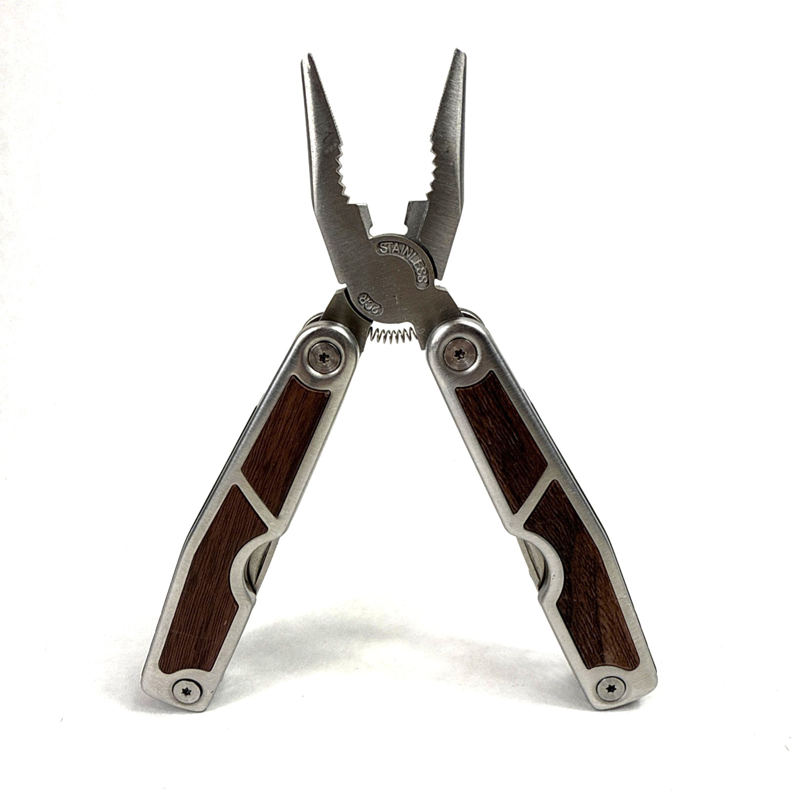 Multi Tool Stainless Steel Faux Wood Inlay Blunt Pliers, Blade *See Photos GUC