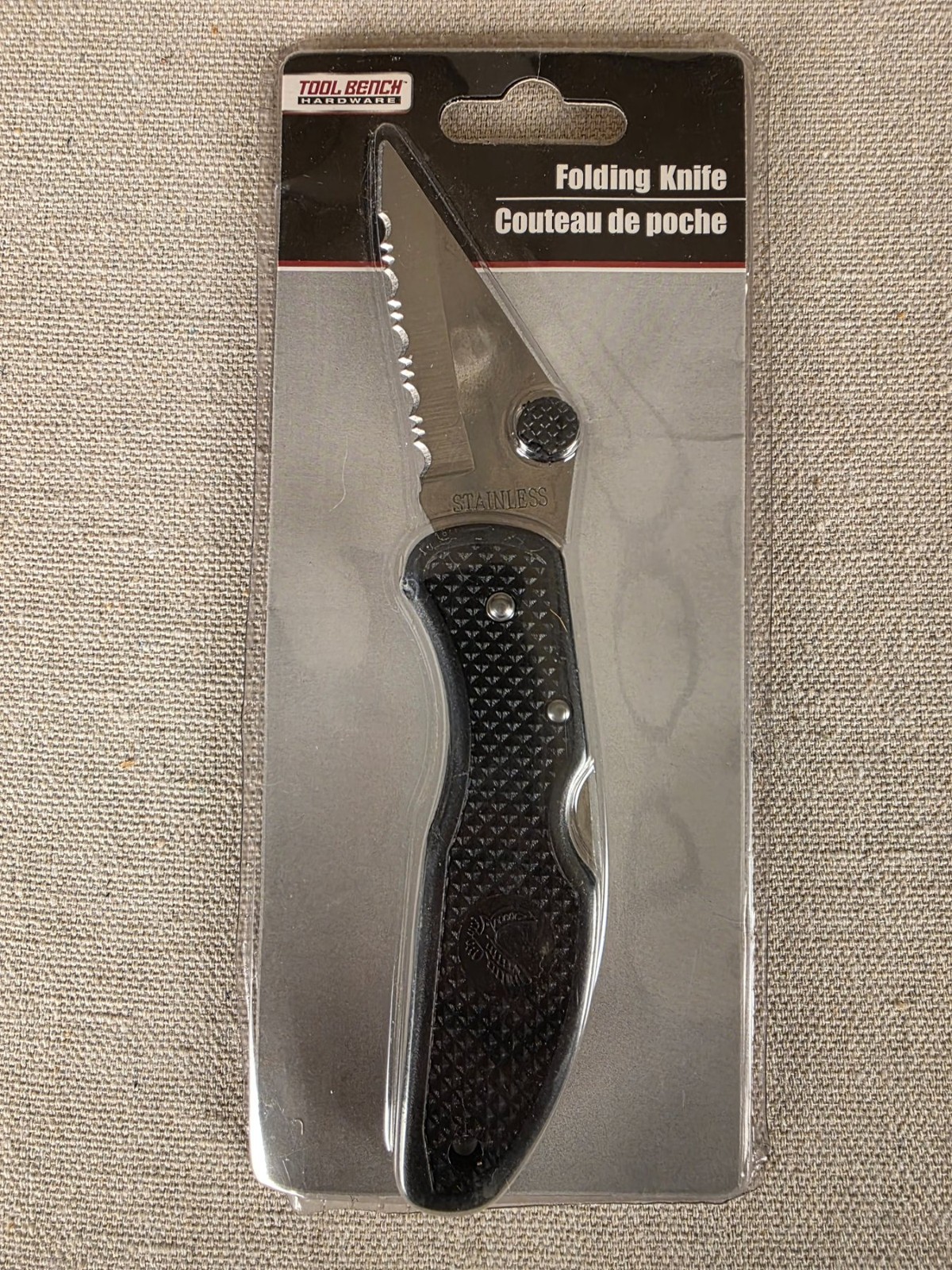 Tool Bench Hardware Folding Serrated Pocket Knife Stainless Steel