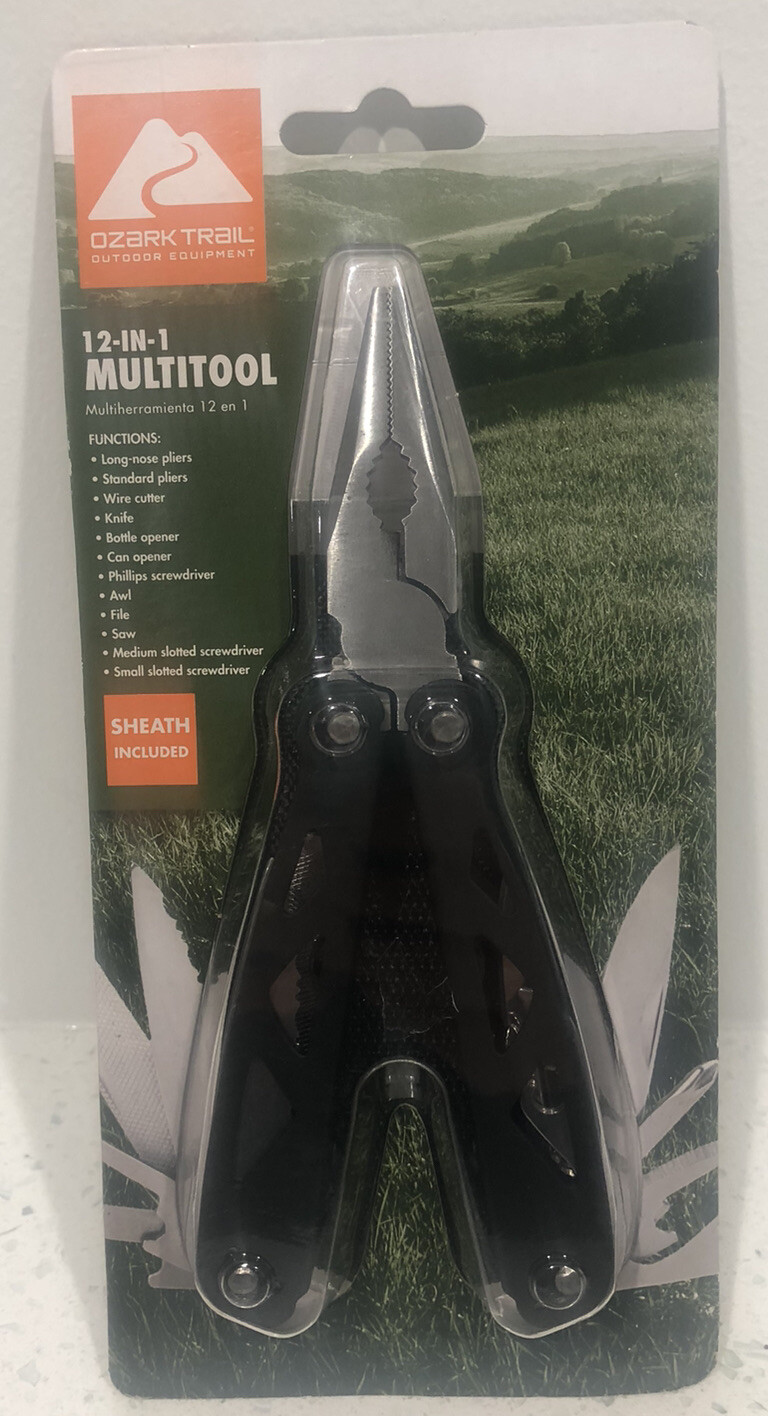 New Ozark trail 12 in 1 multi tool(black) includes a handy case for protection