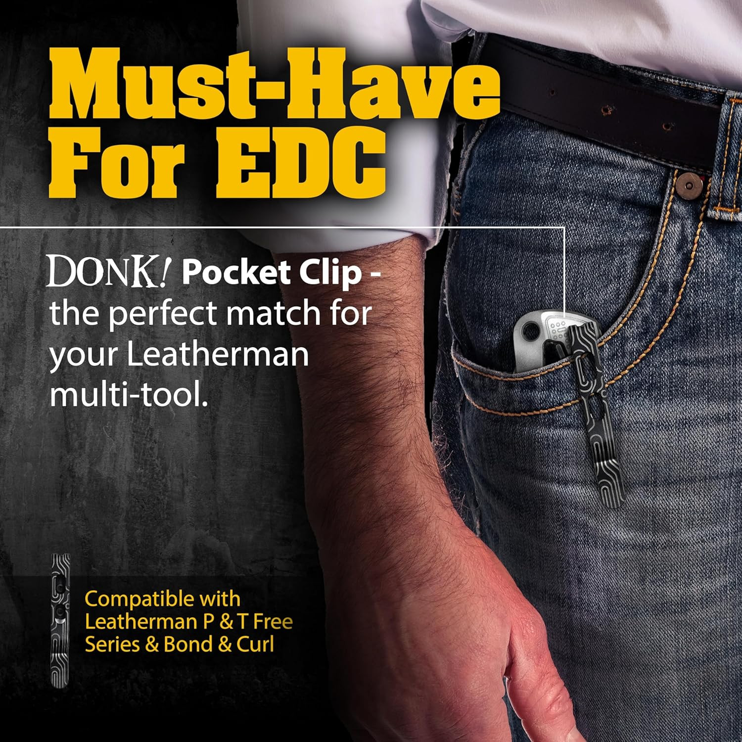 Pocket Clip for Leatherman Free P & T Series, ARC, Bond and Curl Multi-Tools | T