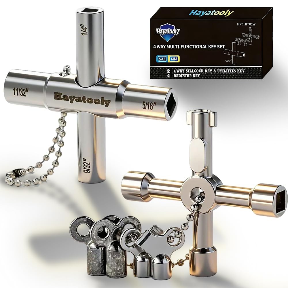 Sillcock Key and Radiator Key Set (6-Piece) – Includes 2 Water Meter Keys & 4…