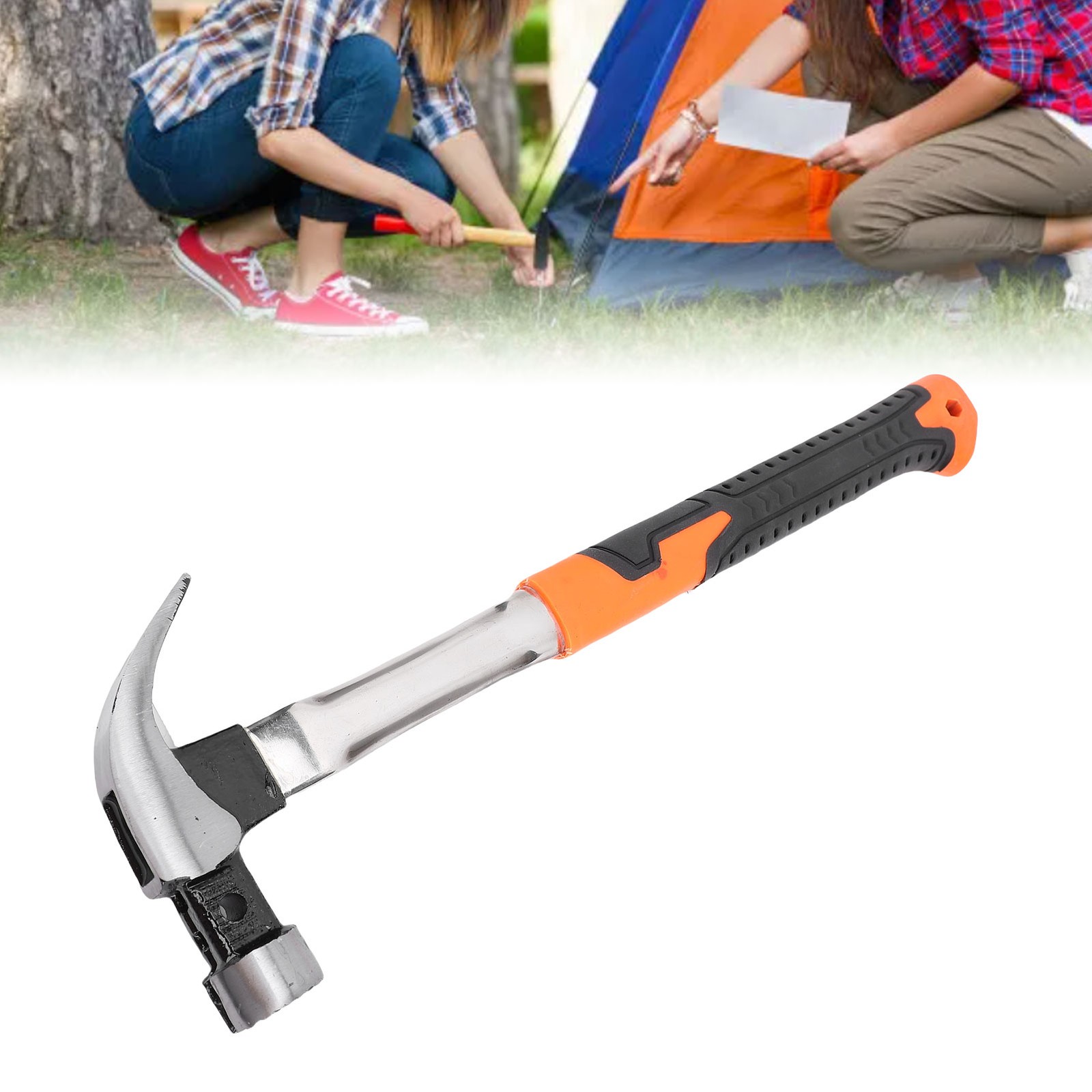 Camping Hammer Iron Stainless Steel Ergonomic Handle Multifunctional Magnetic