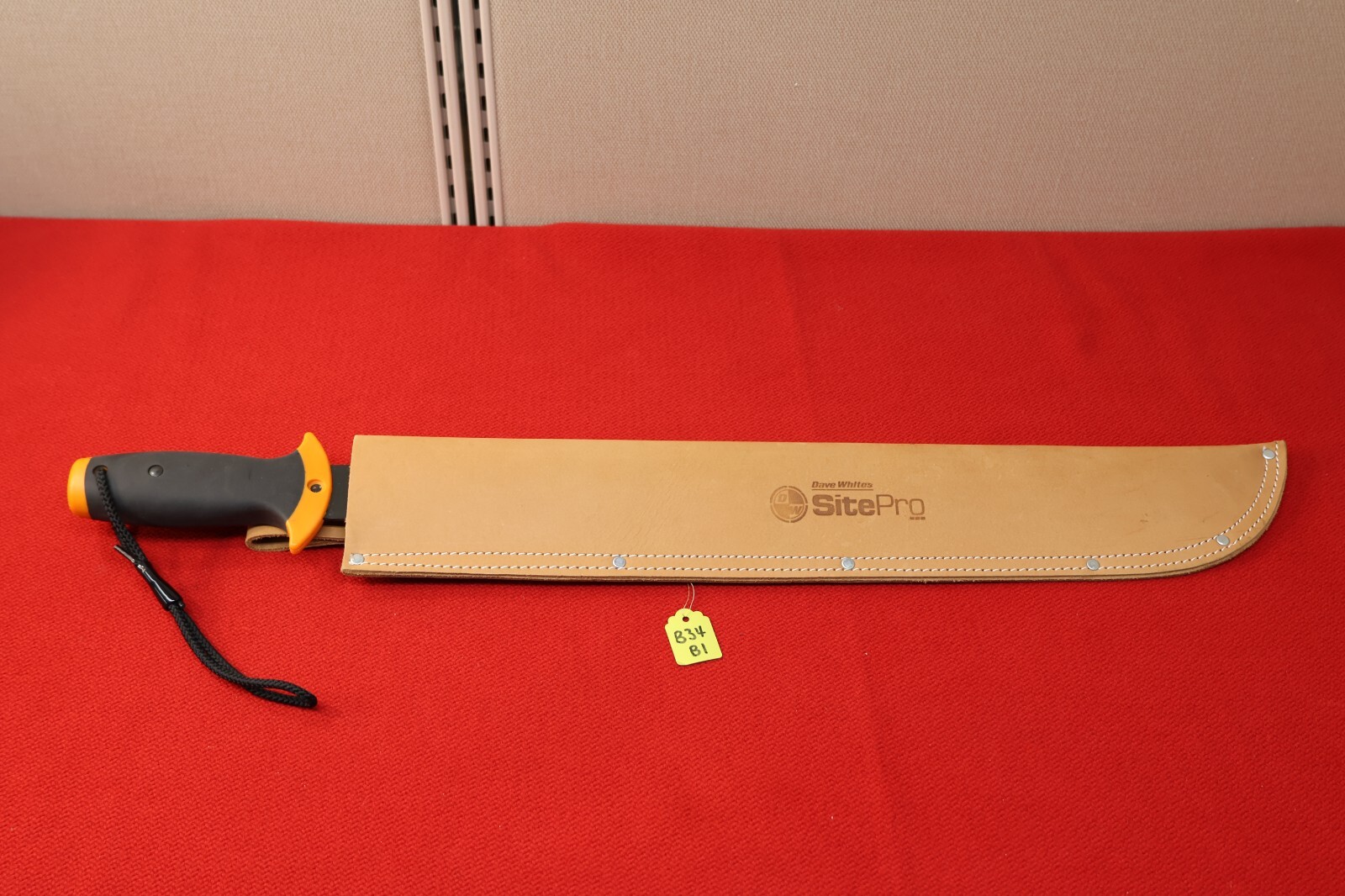 24 inch long Fiskars Survival Camping Knife with Dave White’s Leather scabbard