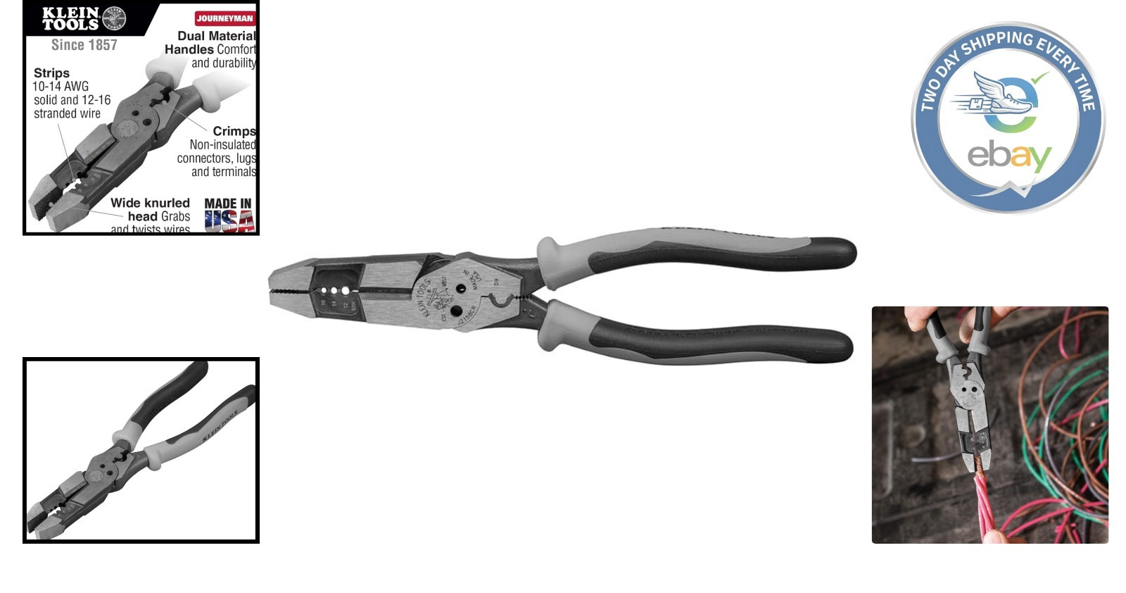 High-Leverage Klein Hybrid Pliers with Crimping & Wire Stripping – 8-Inch Tool