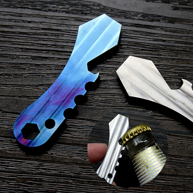 Outdoor EDC CNC Titanium TC4 Keychain Multi Tools Card Crowbar Opener Screw Gift