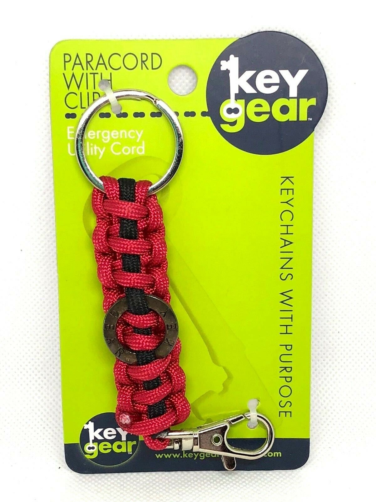 Paracord keychain w/clip bug out bag camp hike survival emergency UST RED fun