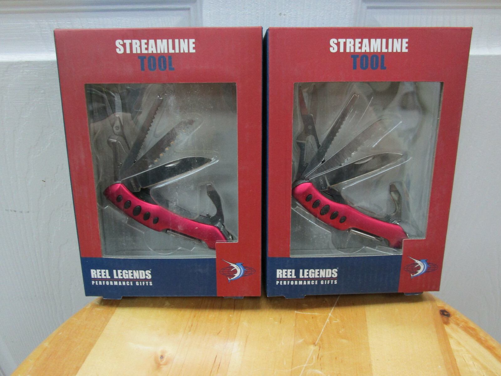 2 x Reel Legends Streamline Tool Pocket Knife, 12 Blade-Red (GM0014PBE-600)