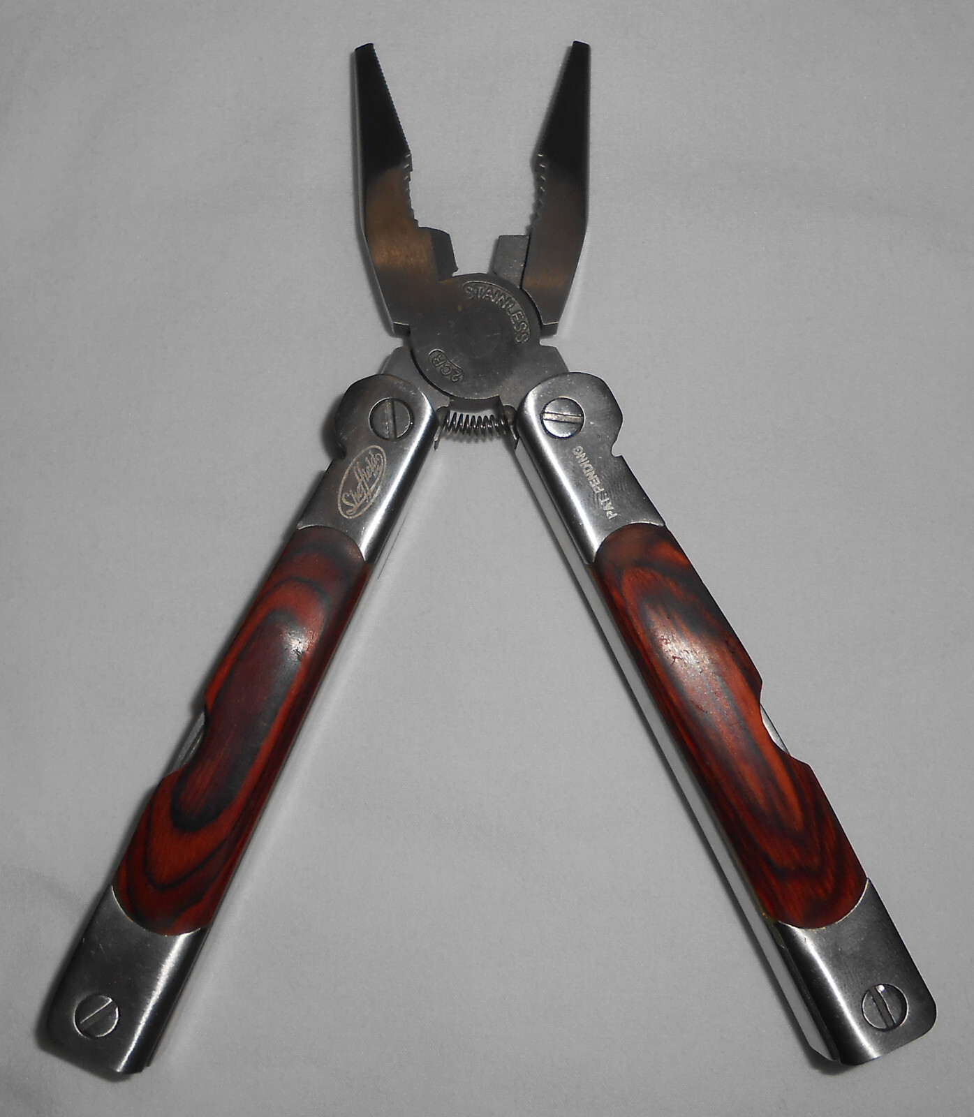 Sheffield 12-In-1 Multi Tool w/ Hardwood Handle Pliers Knife Blades Screwdrivers
