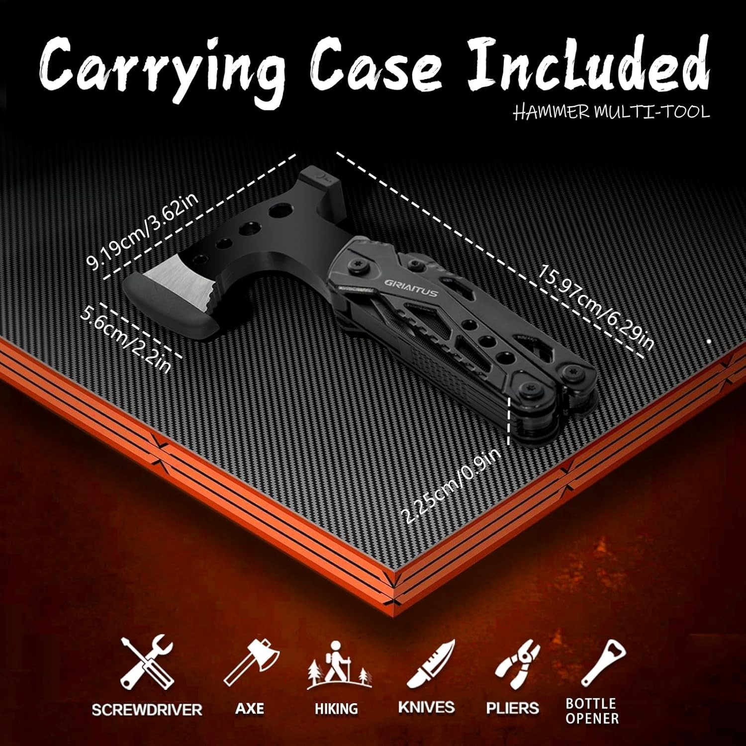 Camping Multitool Accessories Gifts for Men Dad 16 in 1 Upgraded Multi Black