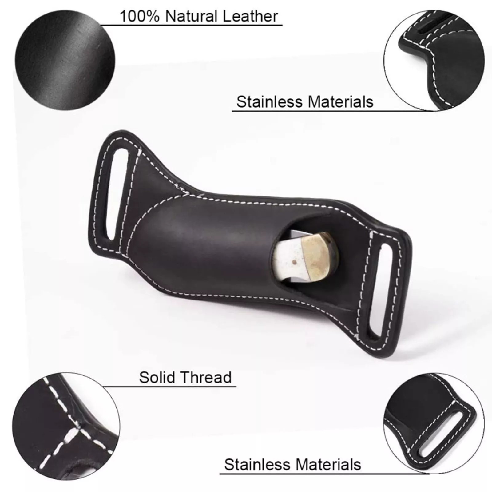 PU leather sheath, foldable, for tools, knife holder, bag with belt loop