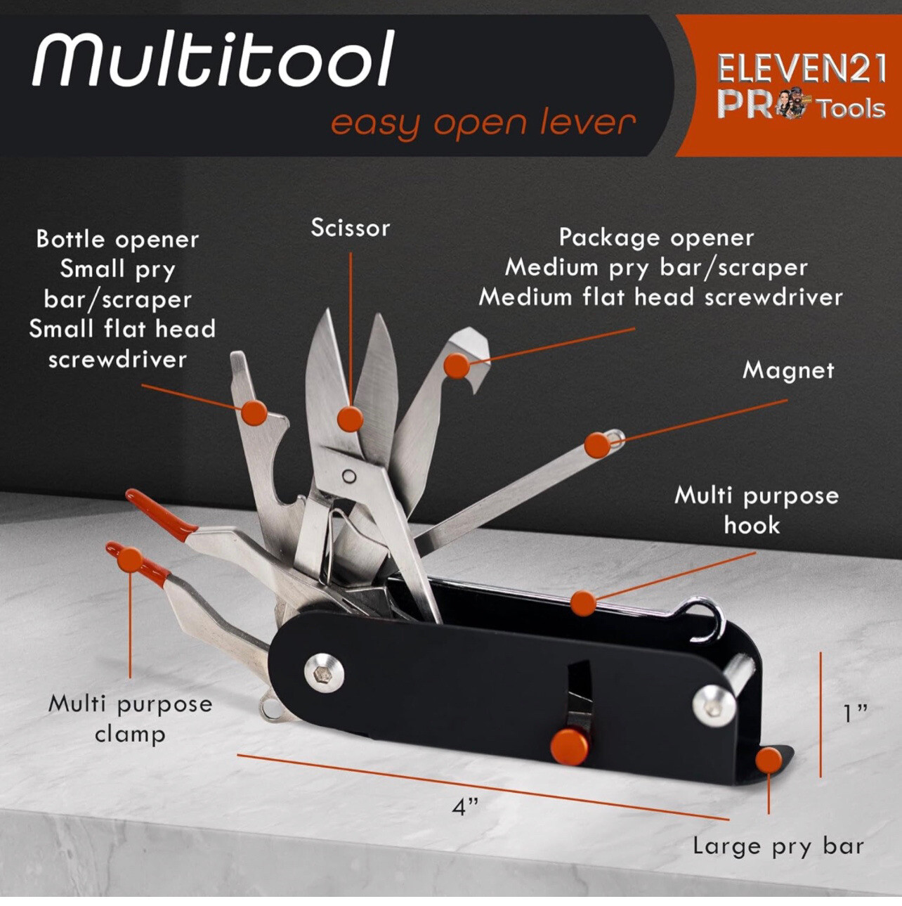 SALE Multi Tool Easy Open Multi Purpose EZ Open Lever 11 In 1 ATM Card Grabber