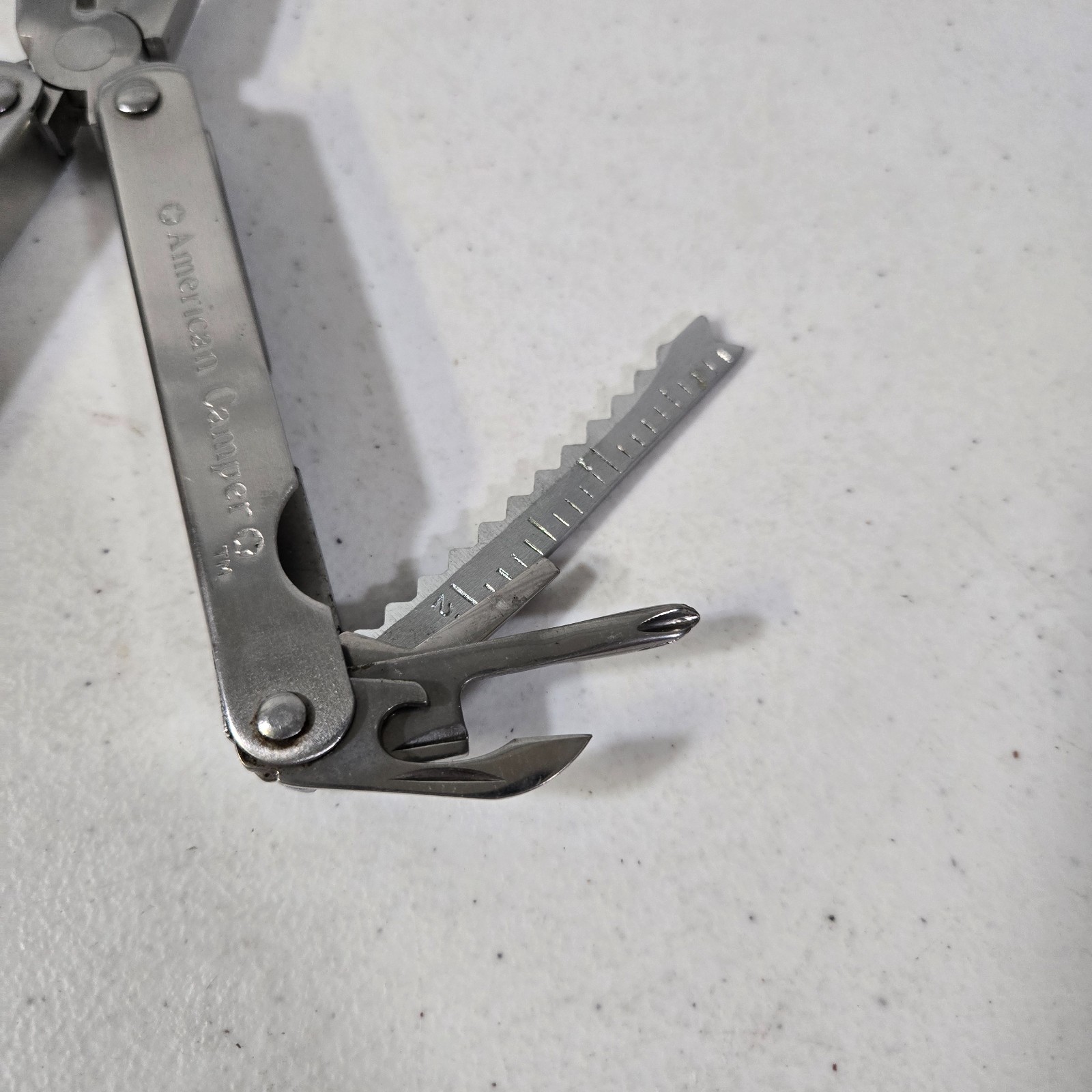 Vintage American Camper Multitool Stainless Steel Pocket Plier Knife Leather She