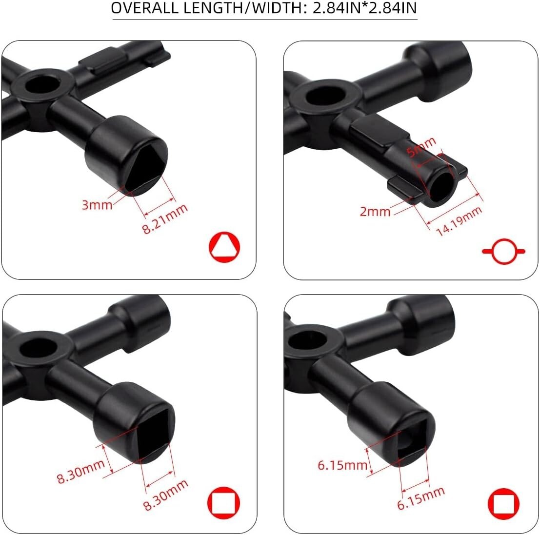 2 Pack Sillcock Key Set,4 Way Water Key Tool,Multi-Functional Silcock Water Keys