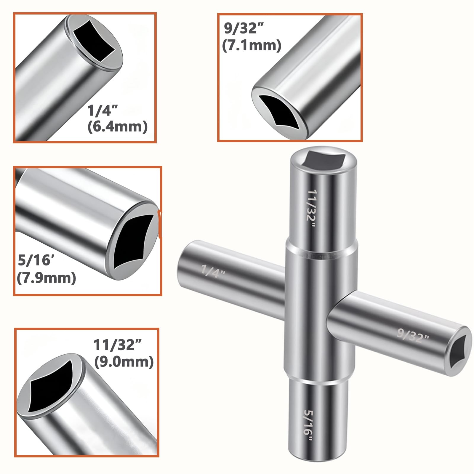 2 Pack 4-Way Sillcock Key Set Utilities Key Steel Sillcock for Valve Faucet