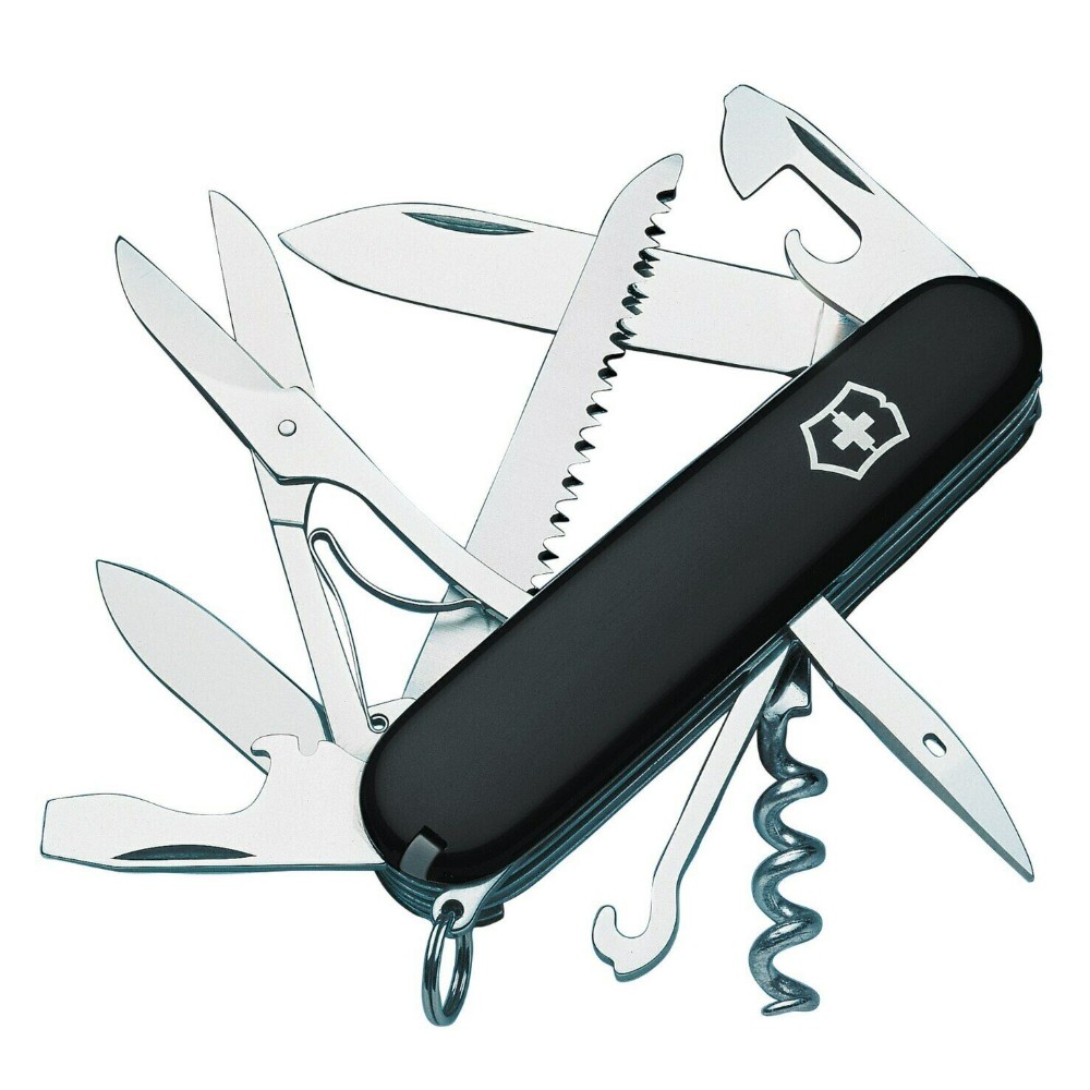 Victorinox Huntsman Black Swiss Army Knife & Leather Belt Pouch Combo