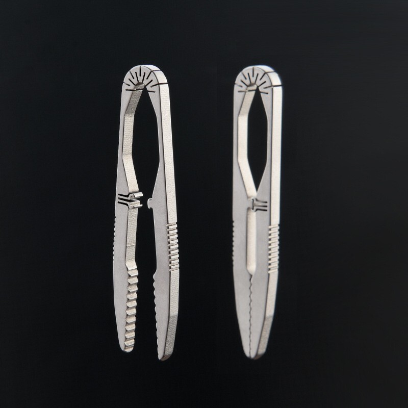 EDC Titanium Snap Tweezers Flat Head Clip Portable Outdoor Keychain Small Tool