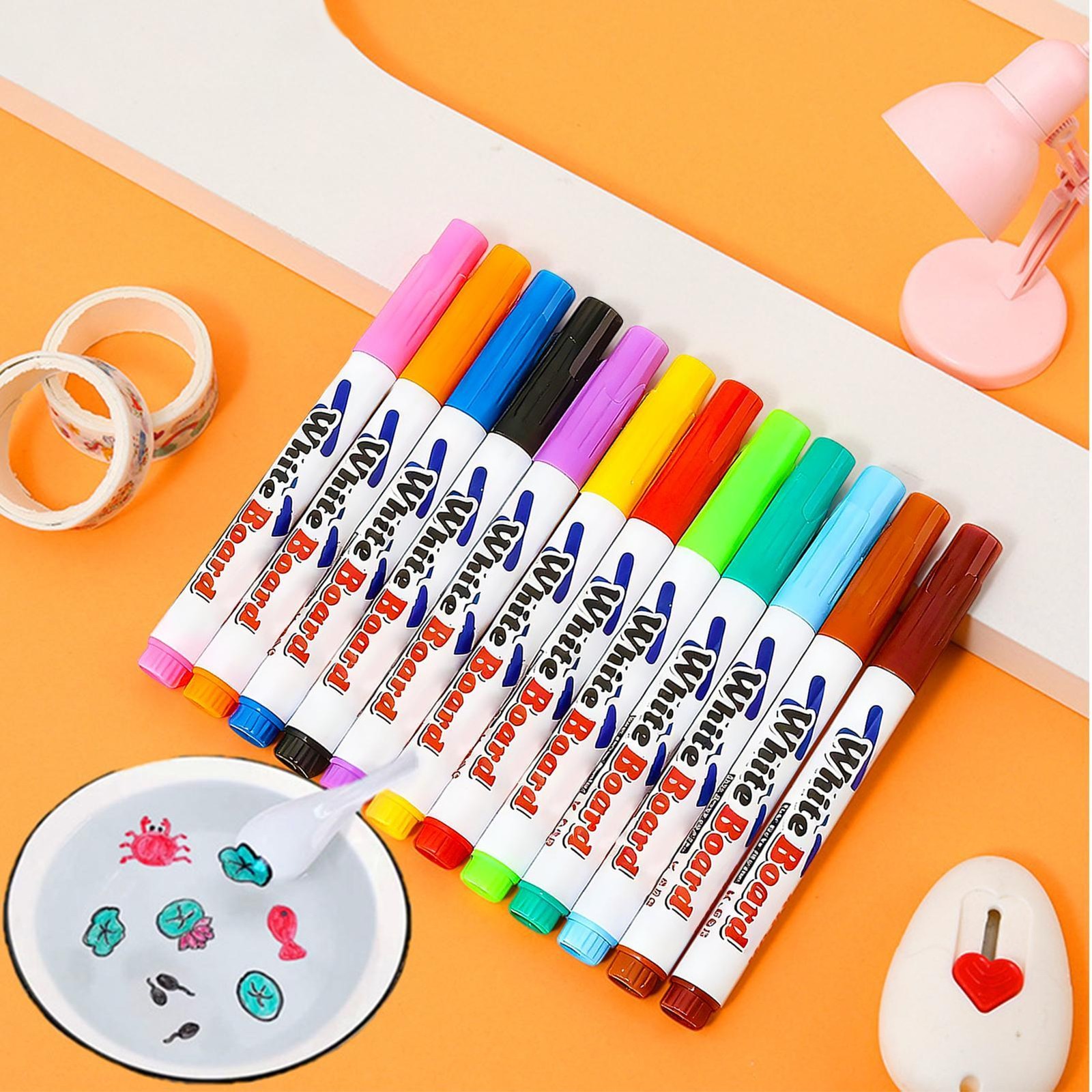 Water Floating Pens with Spoon, Magical Ink Art Set for Kids, Graffiti Drawing