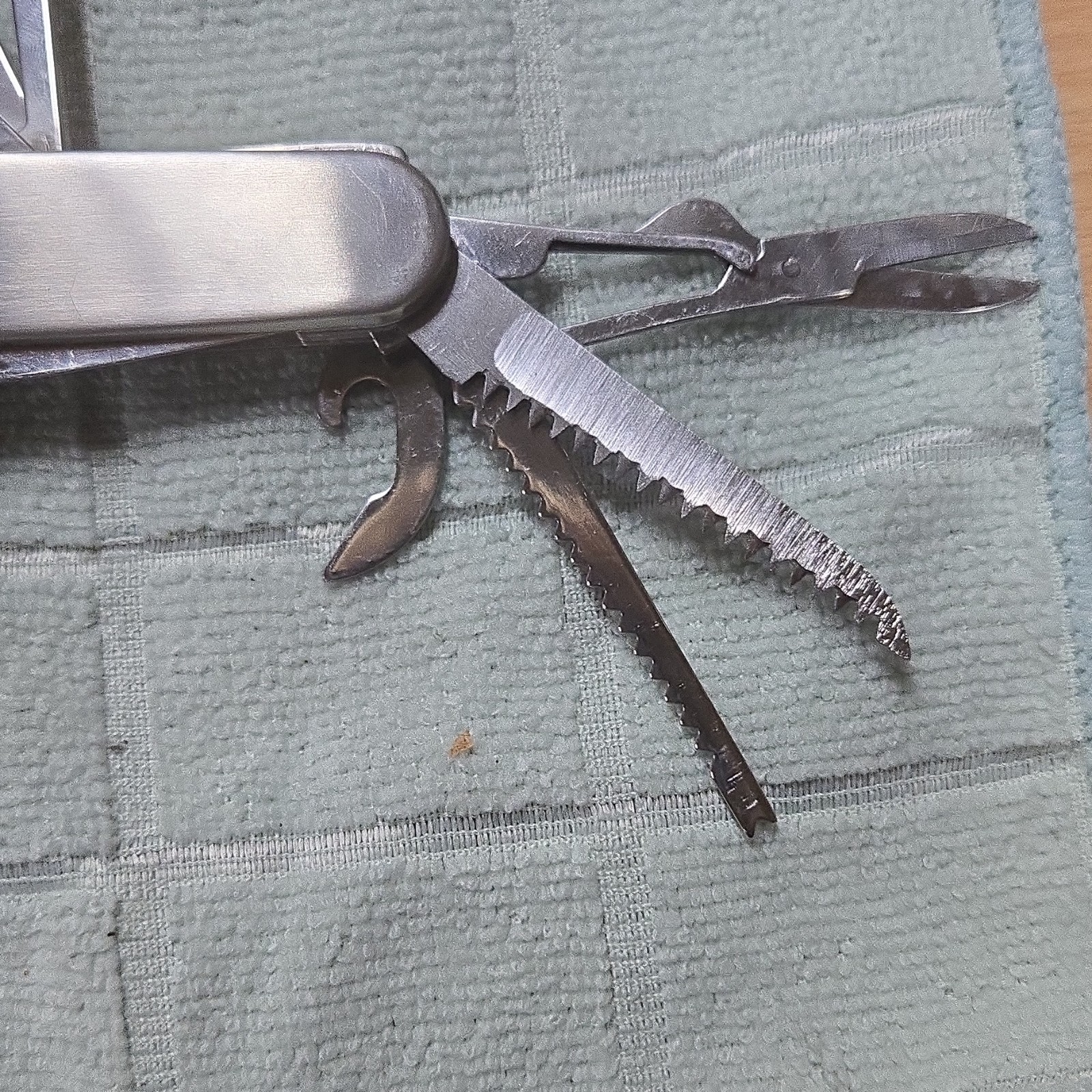 Silver Stainless Steel Multi-Tool Knife, Scissors, Corkscrew, Bottle Opener