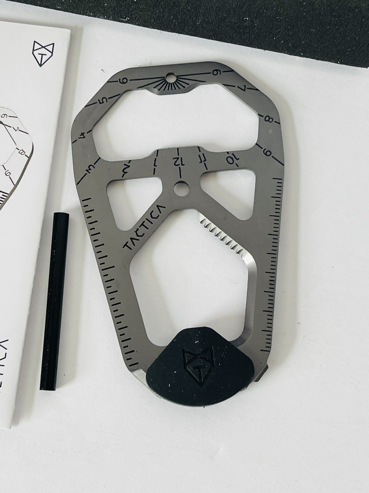 TACTICA M020 Camping Tool Card Black with Ferro Rod Titanium Multi Tool Outdoor