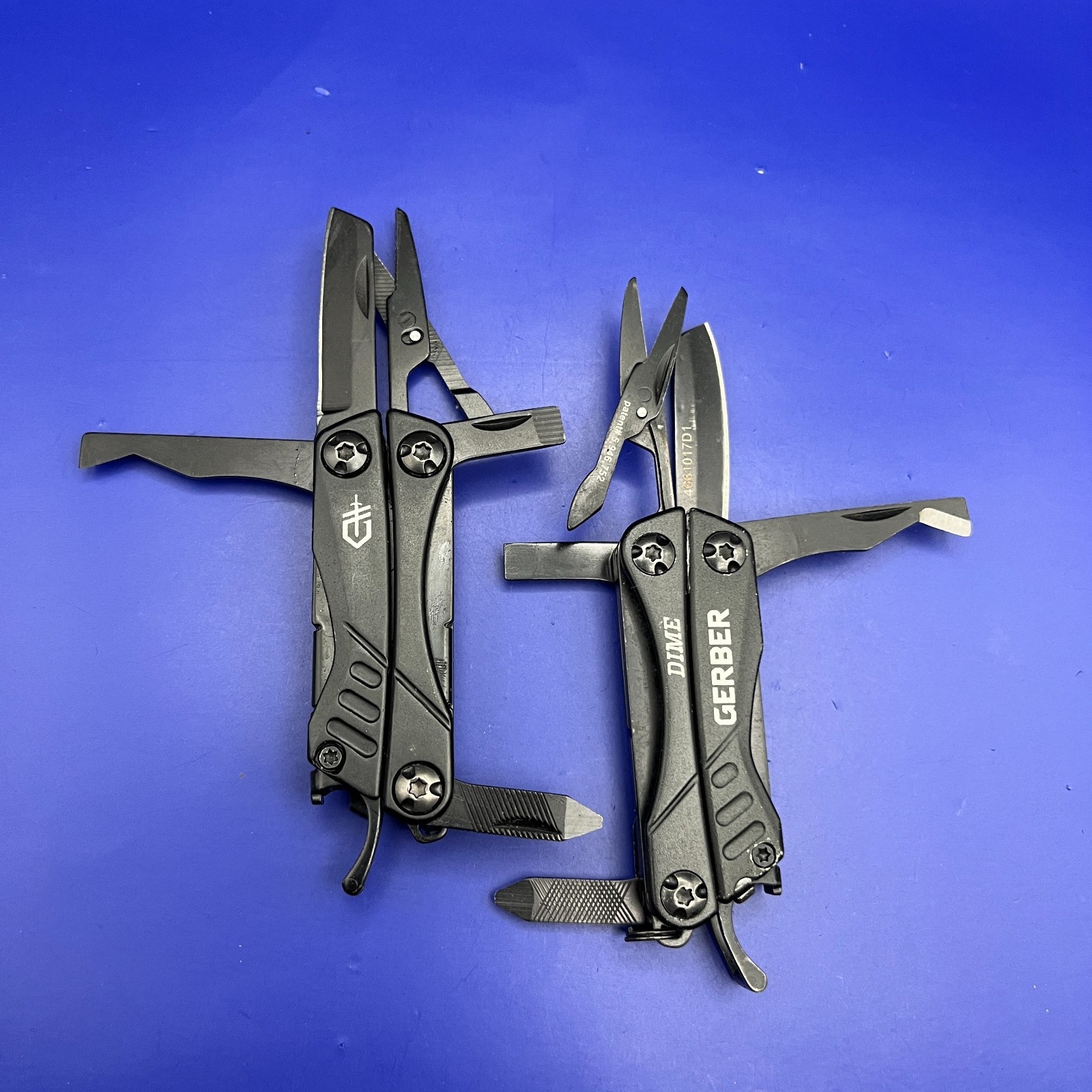Lot of 2 Gerber Dime Multi-Tools Small Keychain Pliers Knife File Scissors