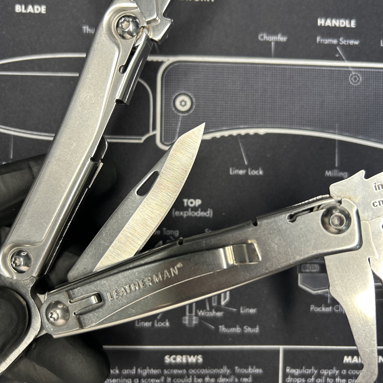 Leatherman Rev Folding Multi-Tool Knife Plier USED BOD 0120 Carry Clip VGUC