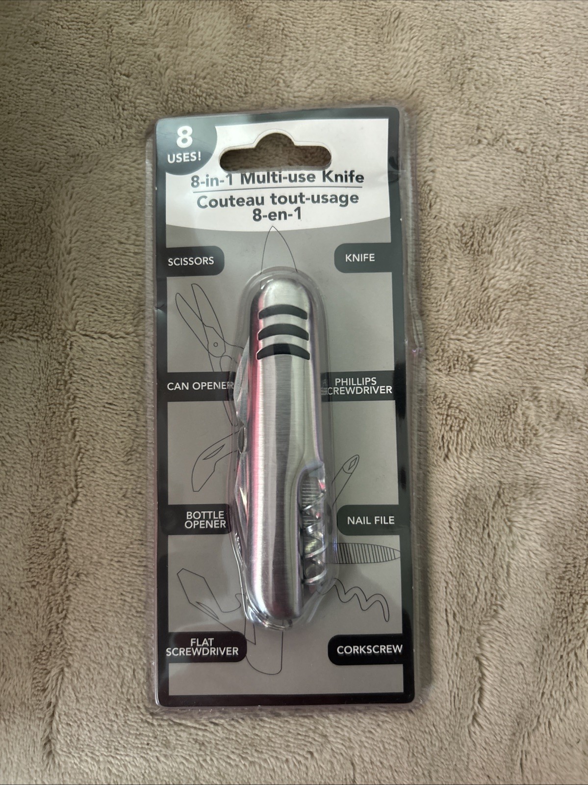 NEW Pocket Knife; 8-IN-1 Multi Use Knife
