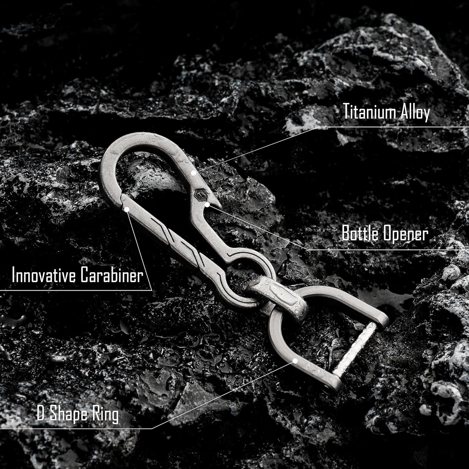 KM01 Titanium EDC Keychain Clip with Bottle Opener, Quick Release Carabiner Key
