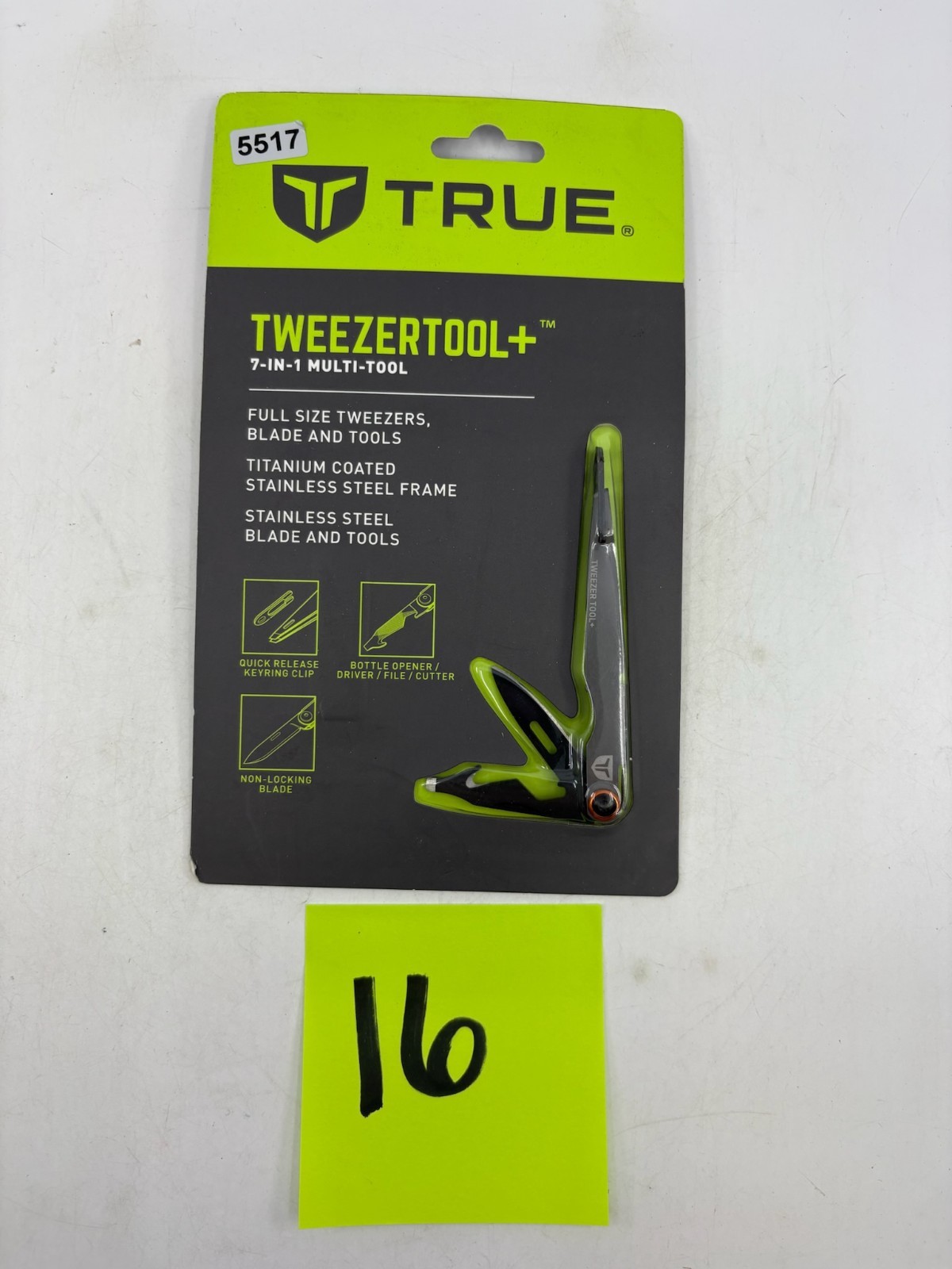 NEW True Tweezer Tool+ 7-in-1 Multi-Tool Full Size Pocket Knife Bottle Opener