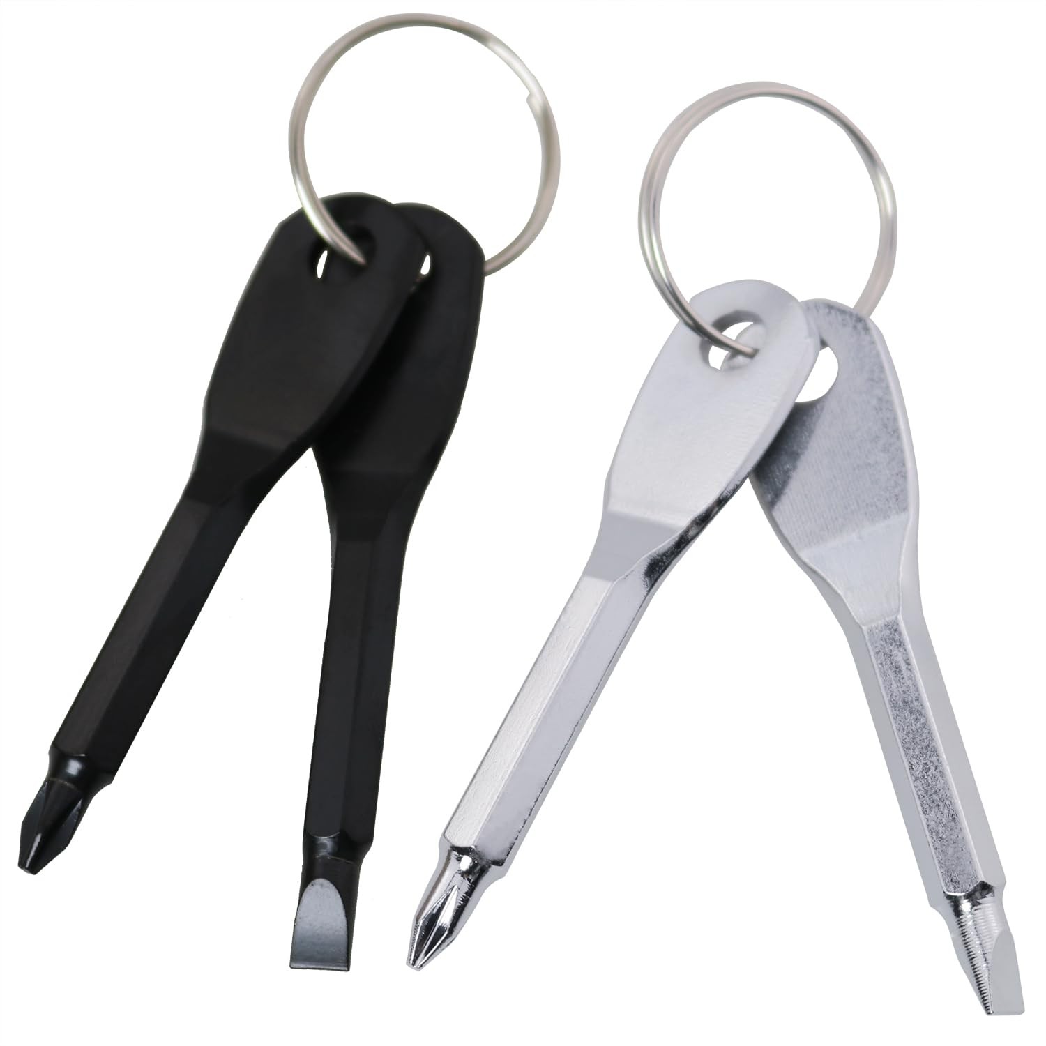 2Sets 4PCS Outdoor Portable Keychain Screwdriver Set Flathead Phillips Stainl…