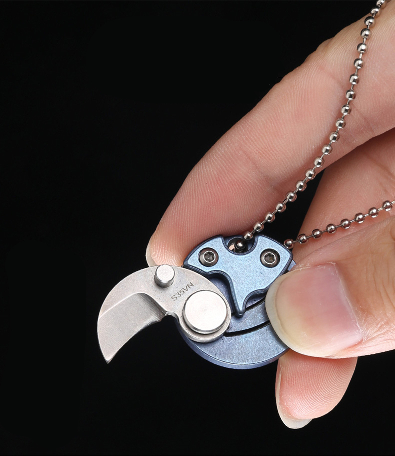Outdoor EDC Mini Coin Keychain Folding Knife S35VN Blade Titanium TC4 Handle
