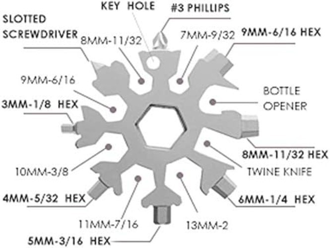 18-in-1 Snowflake Multi-Tool: Versatile Stainless Steel Utility for Everyday Use