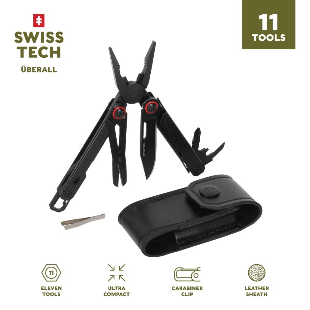 11-in-1 Folding Mini Multi-Tool Ultra Compact with Leather Sheath