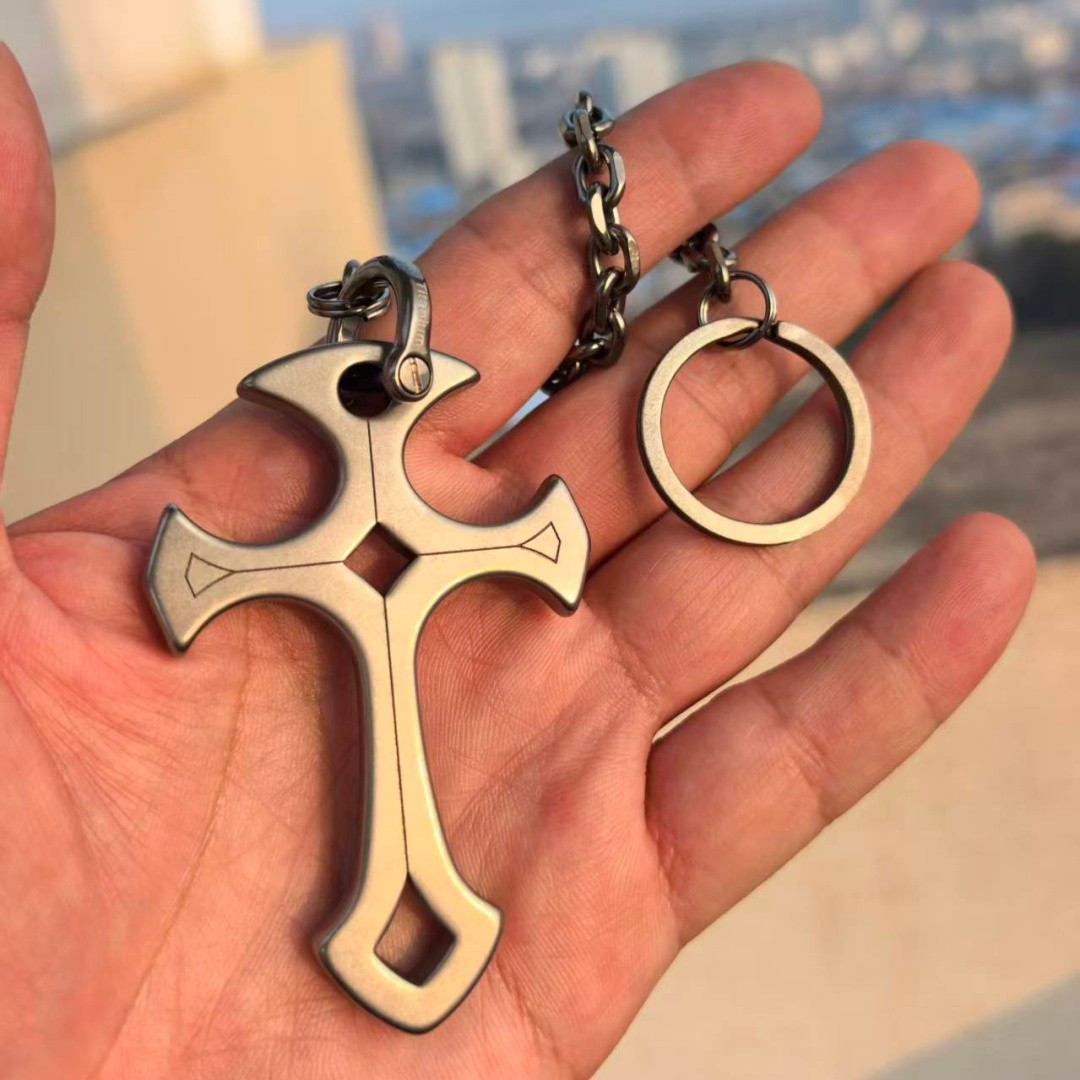 TC4 Titanium Alloy EDC Tool （Including chain+Horseshoe Buckle+Key ring）