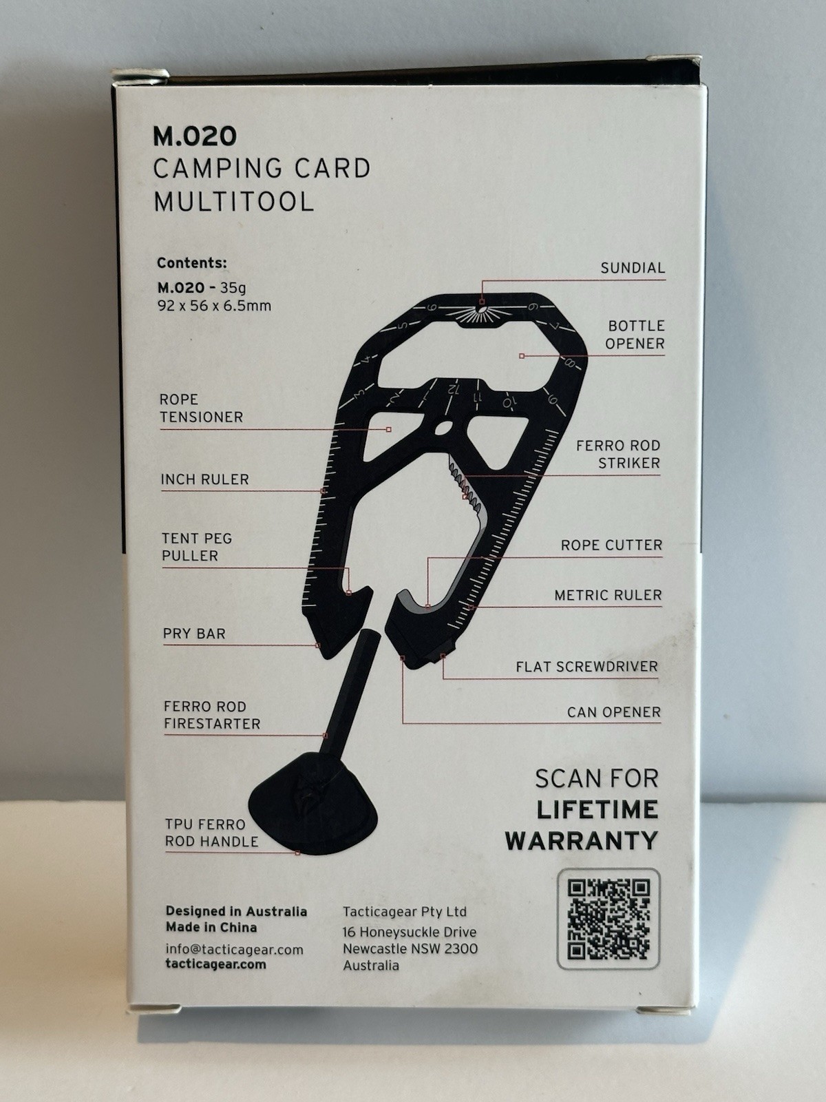 Tactica M.020 Multi-Tool Camping Card Firestarter Peg Puller Rope Cutter New NIB