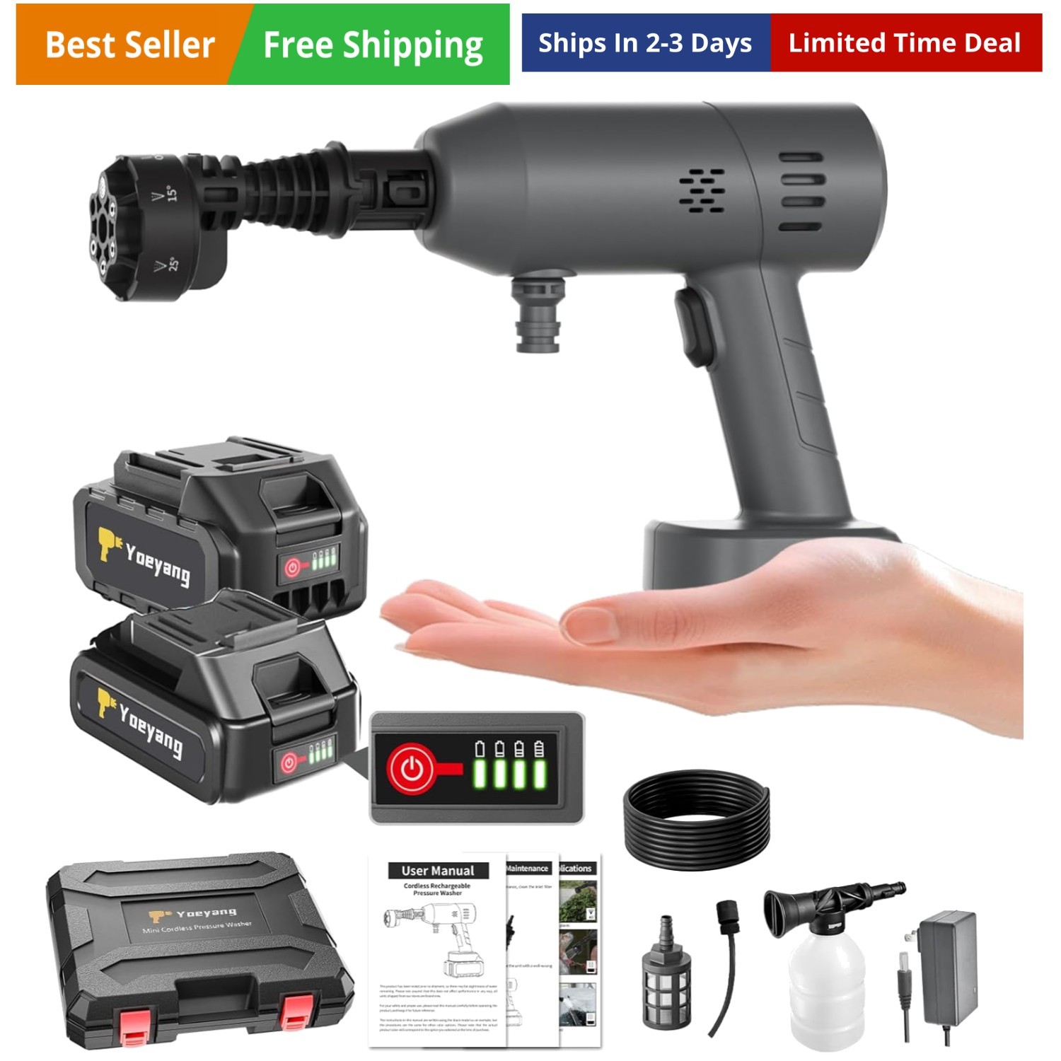 Portable Handheld Cleaning Tool, Lightweight Compact Spray Tool with 6-in-1 N…