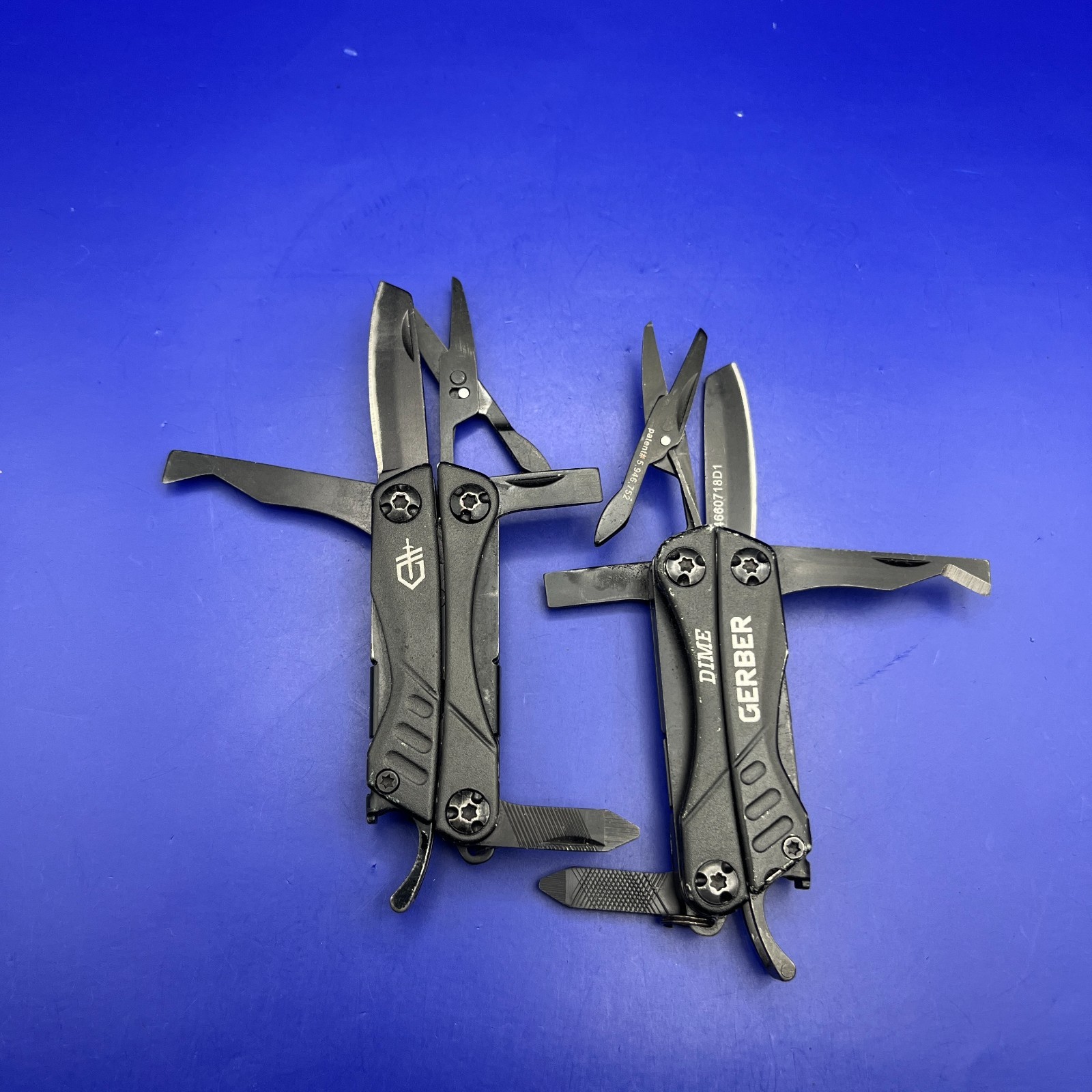 Lot of 2 Gerber Dime Multi-Tools Small Keychain Pliers Knife File Scissors