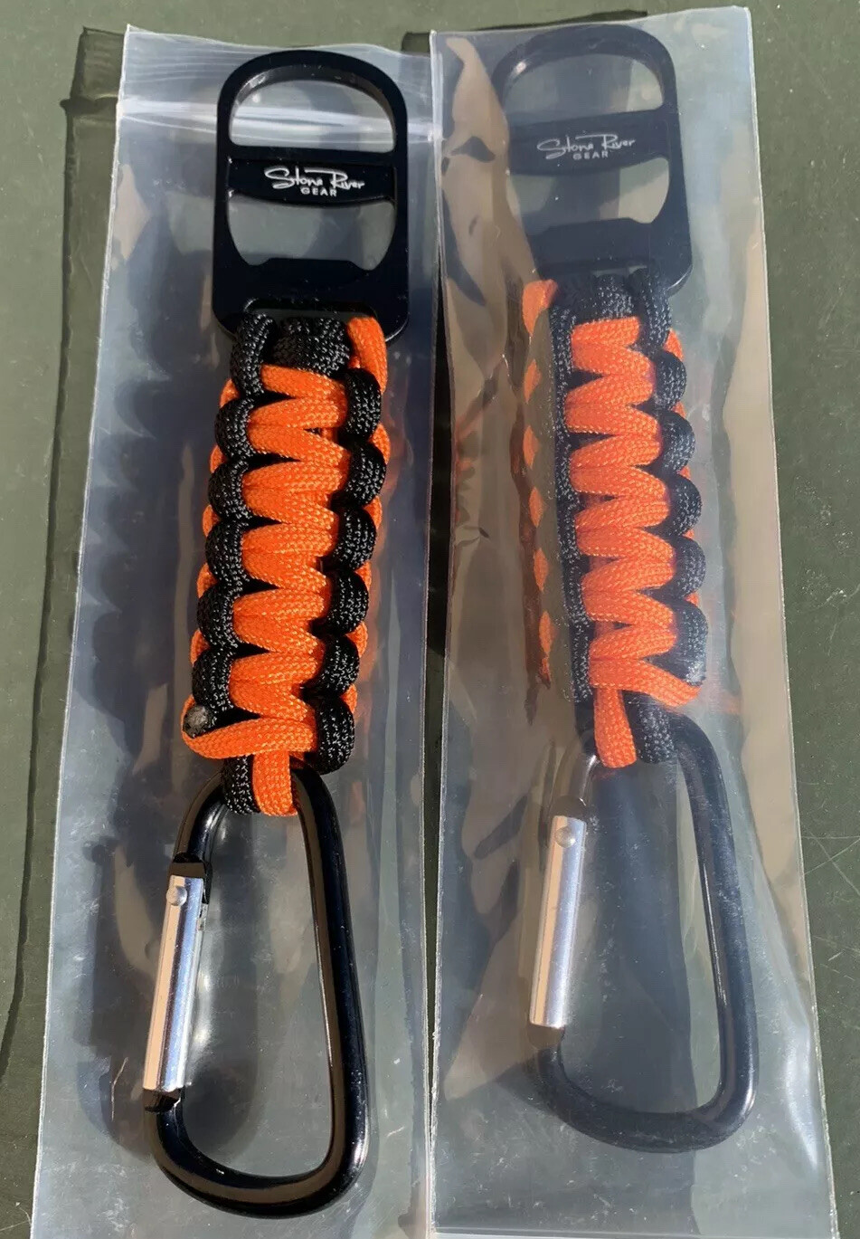 Lot 2 NEW Stone River Gear Paracord Keychain With Bottle Opener & Carabiner