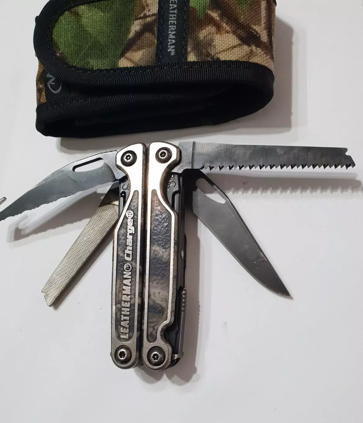 🔥 Leatherman Charge TTI BO Autumn Camo Titanium Cap Crimper CC Used Very Rare