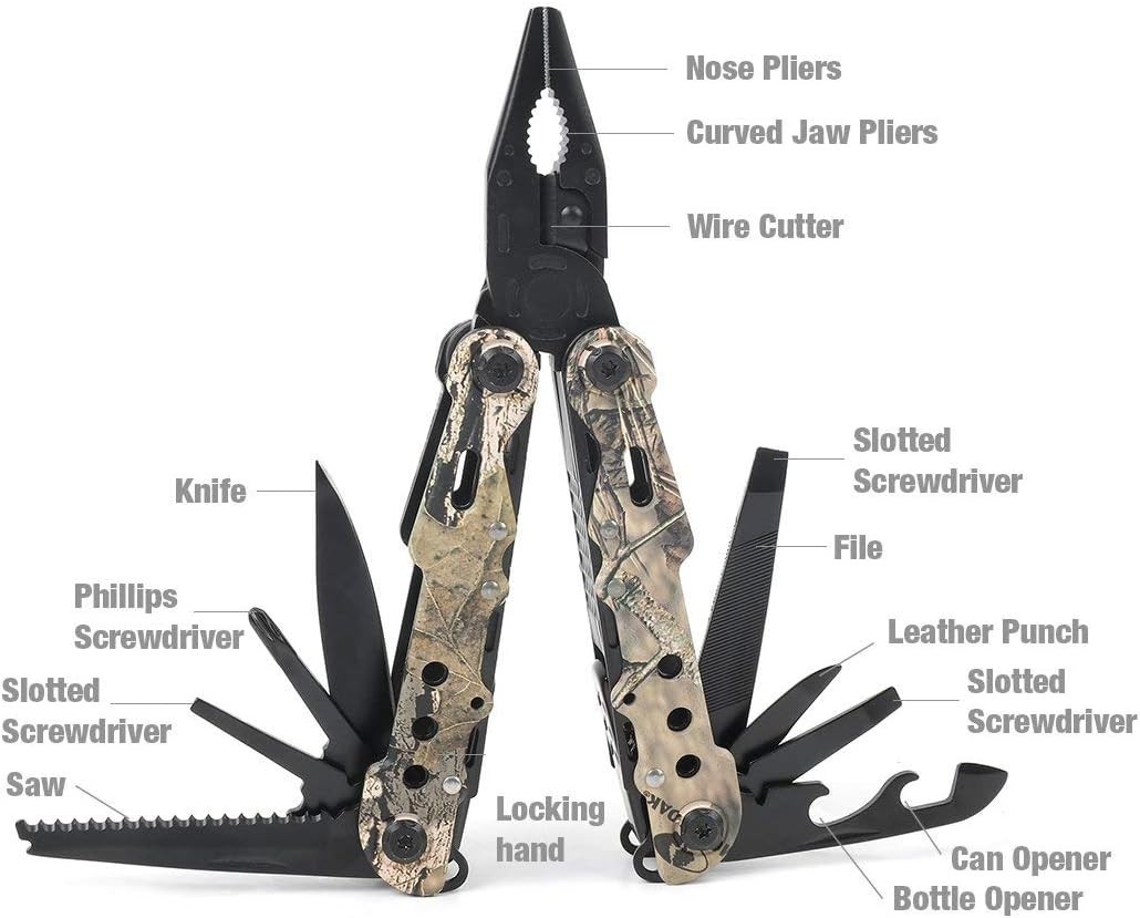 Camo 13-in-1 Multi-Tool with Sheath – Portable Pocket Knife for Outdoors