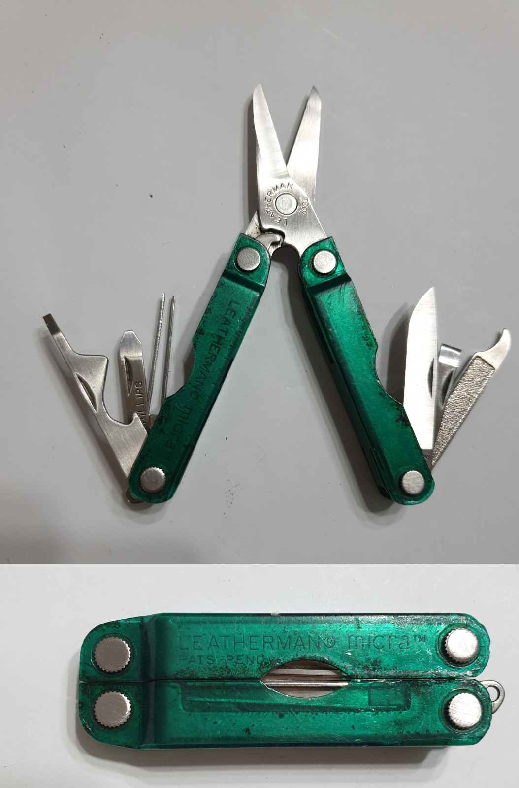 🔥 Leatherman Micra Retired Used Green Polycarbonate Inserts Multi Tool Keychain