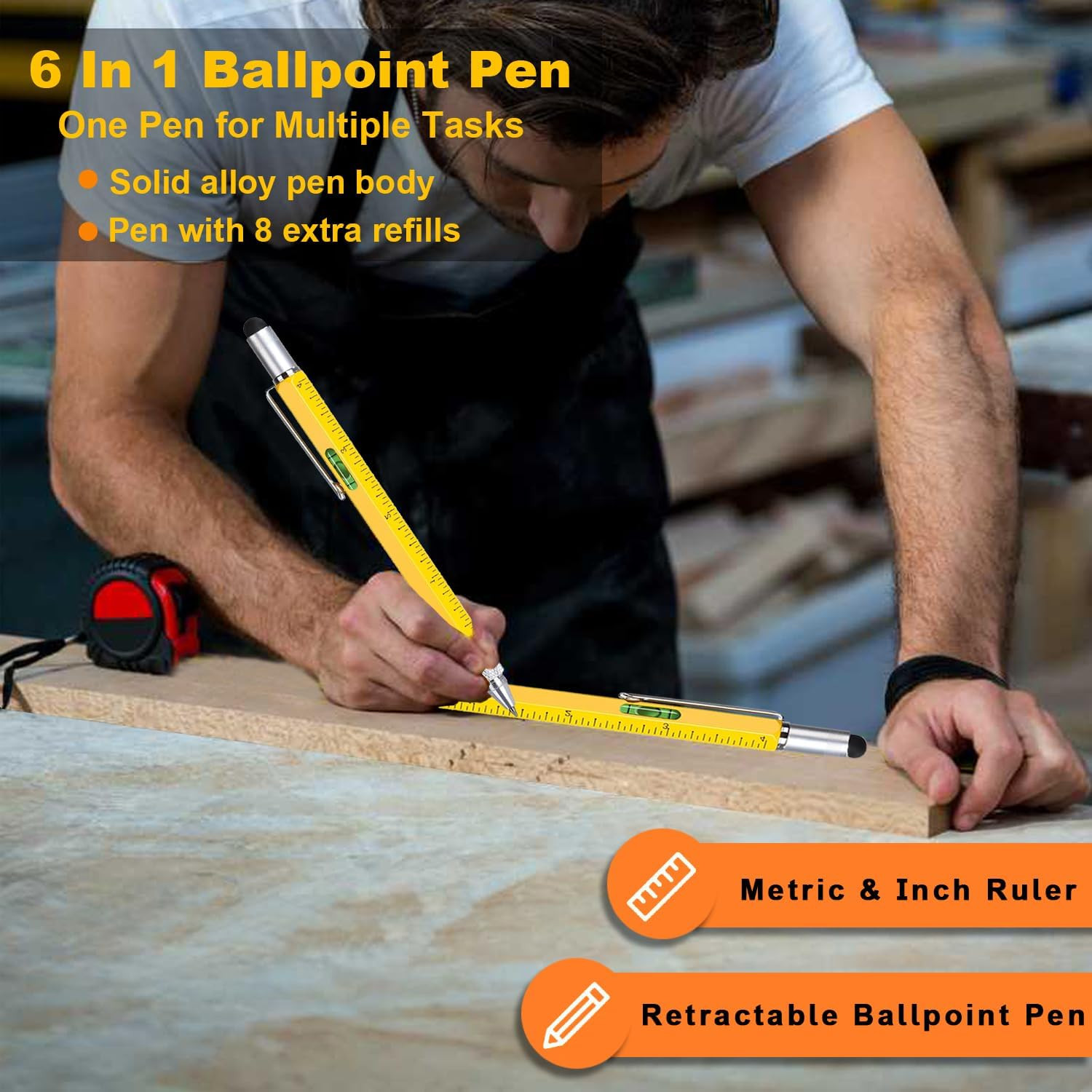 Multi Tool Pen Set,Pen for Men Dad Gifts from Daughter Son,6 in 1 Multitool P…