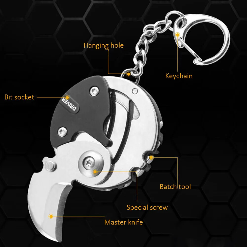 Multifunctional Keychain Screwdriver Hexagon Coin Outdoor EDC Tool Mini Keychain