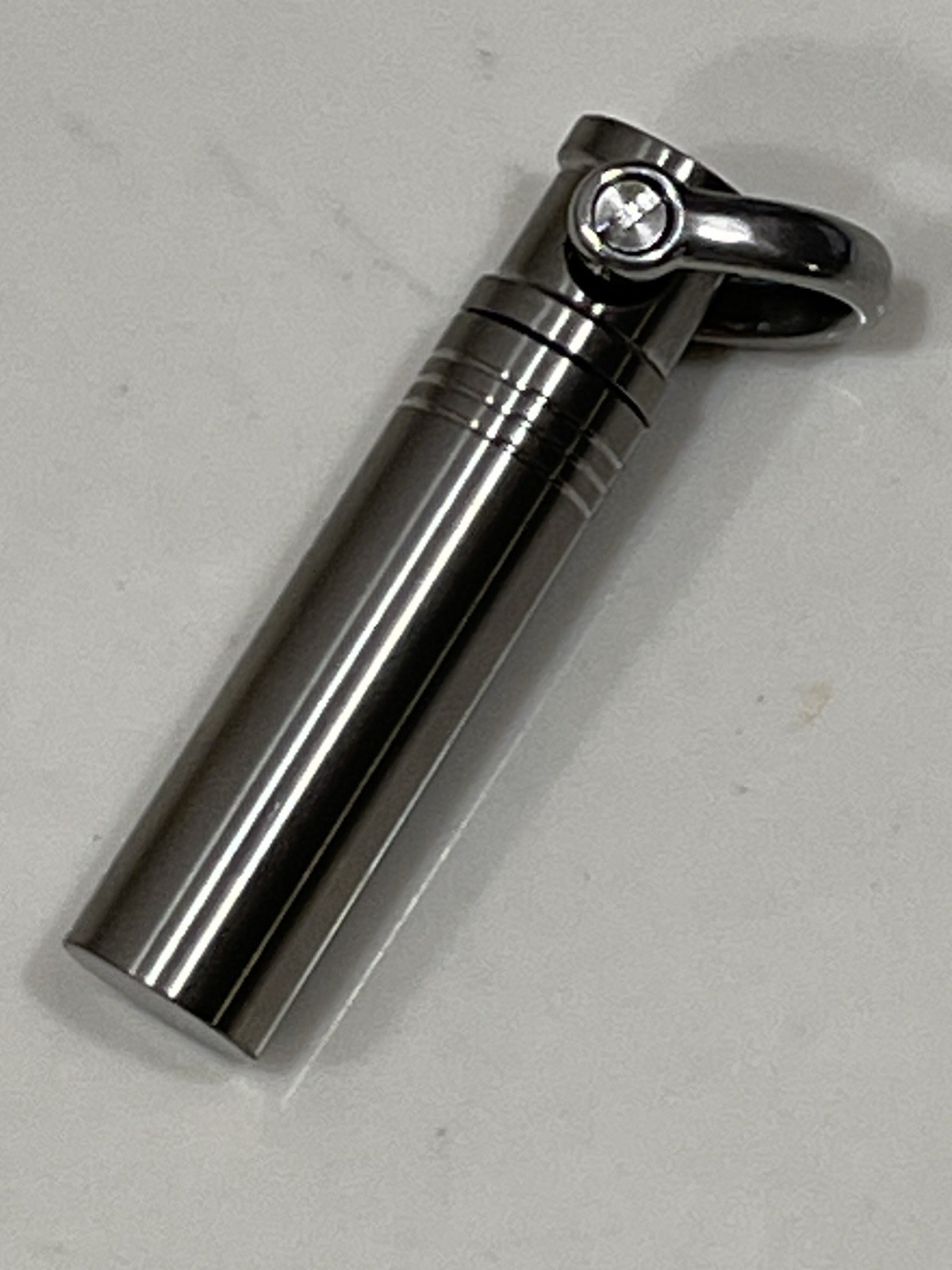 EDC Titanium Keyring Pill Fob Container w/Stainless Steel Keyring, 2-3/8”